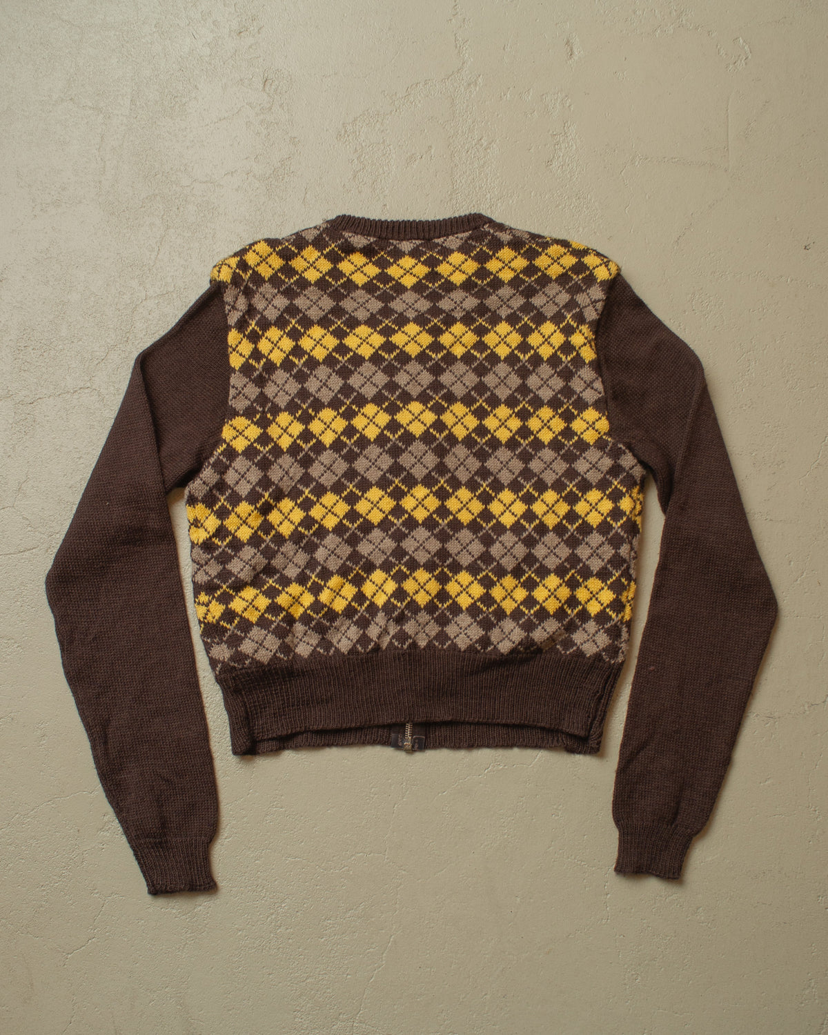1950s Reproduction Womens lined Knit Jacket brown - M
