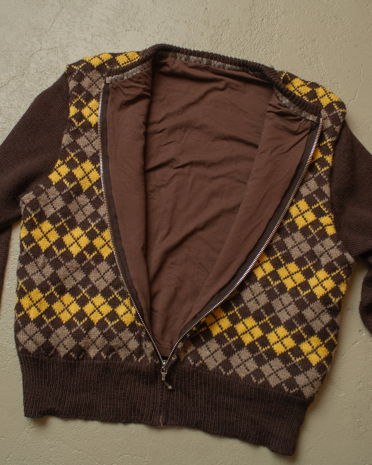 1950s Reproduction Womens lined Knit Jacket brown - M