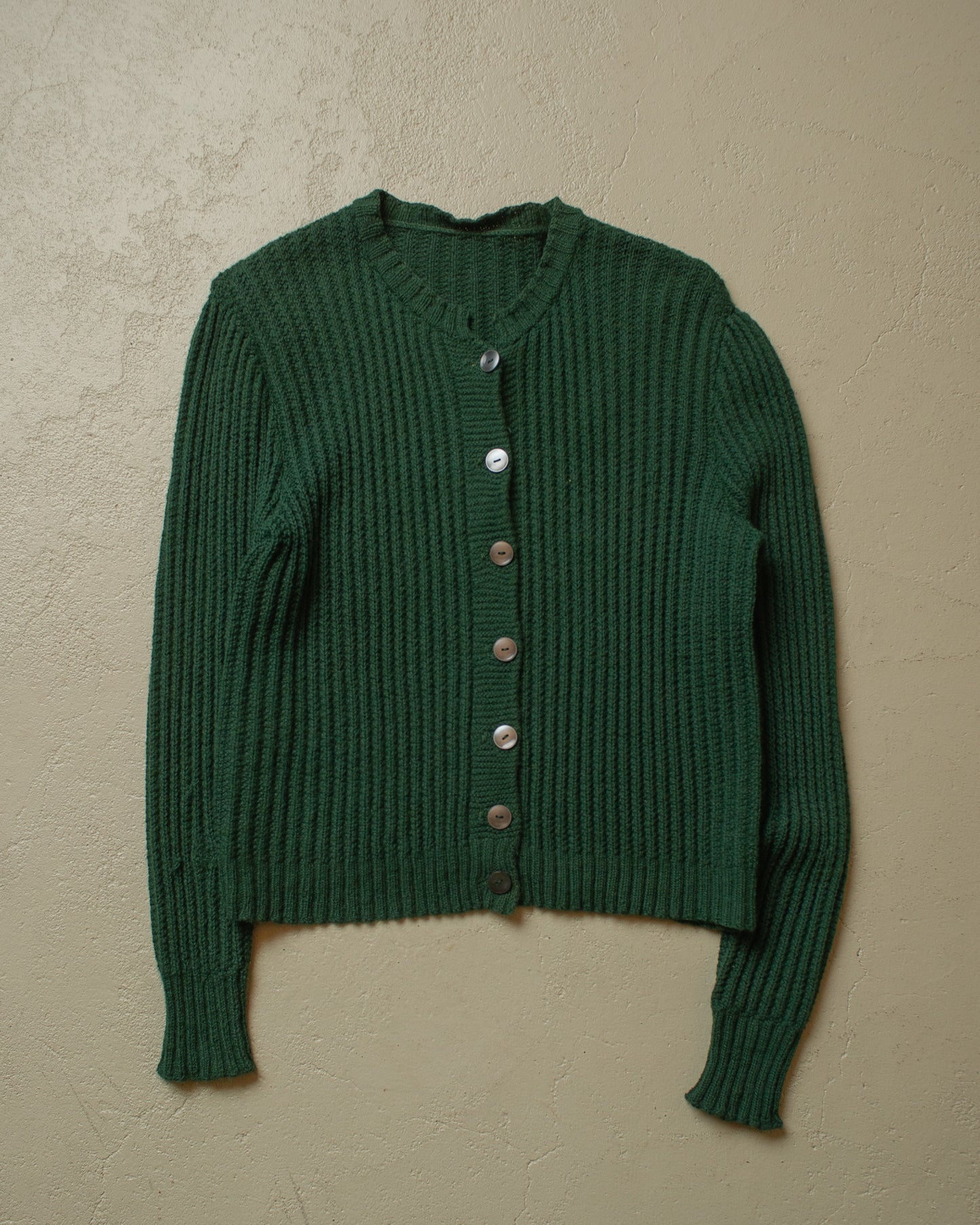 1970s Womens Handmade Knit Cardigan green - M