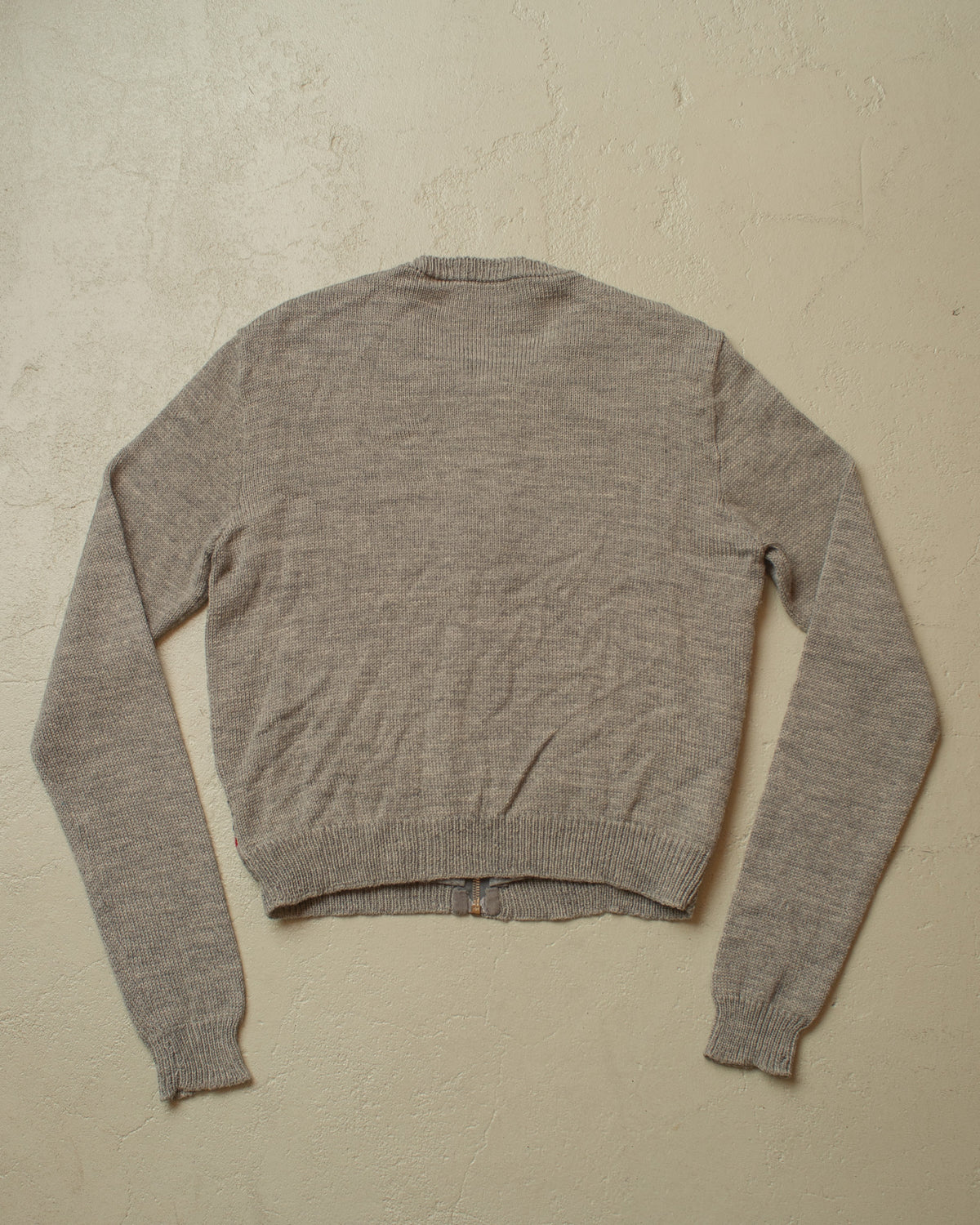 1950s Reproduction Womens Pattern Wool Knit Jacket grey - L