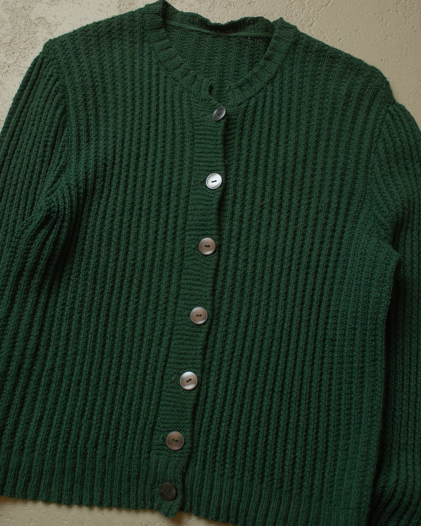 1970s Womens Handmade Knit Cardigan green - M
