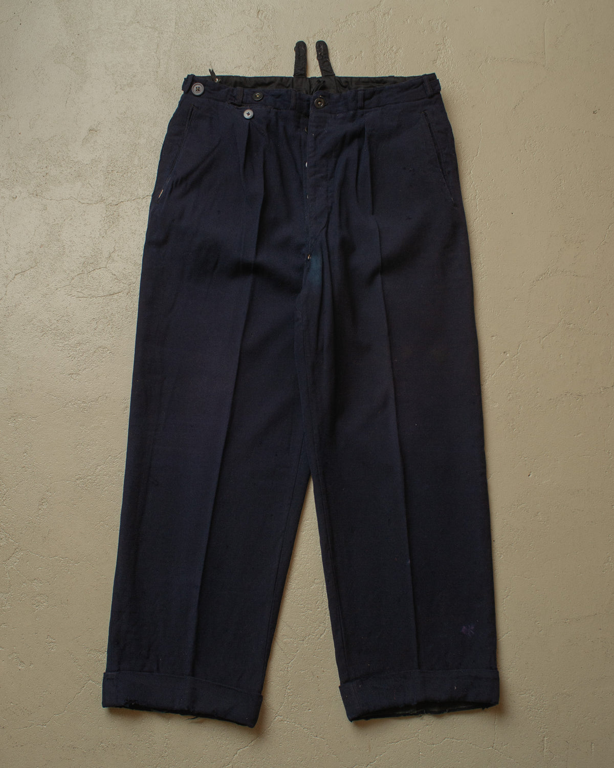 1930s/40s German distressed Suit Pants navyblue - W32 L27,5