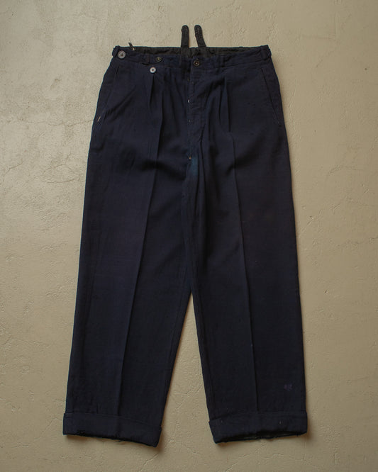 1930s/40s German distressed Suit Pants navyblue - W32 L27,5