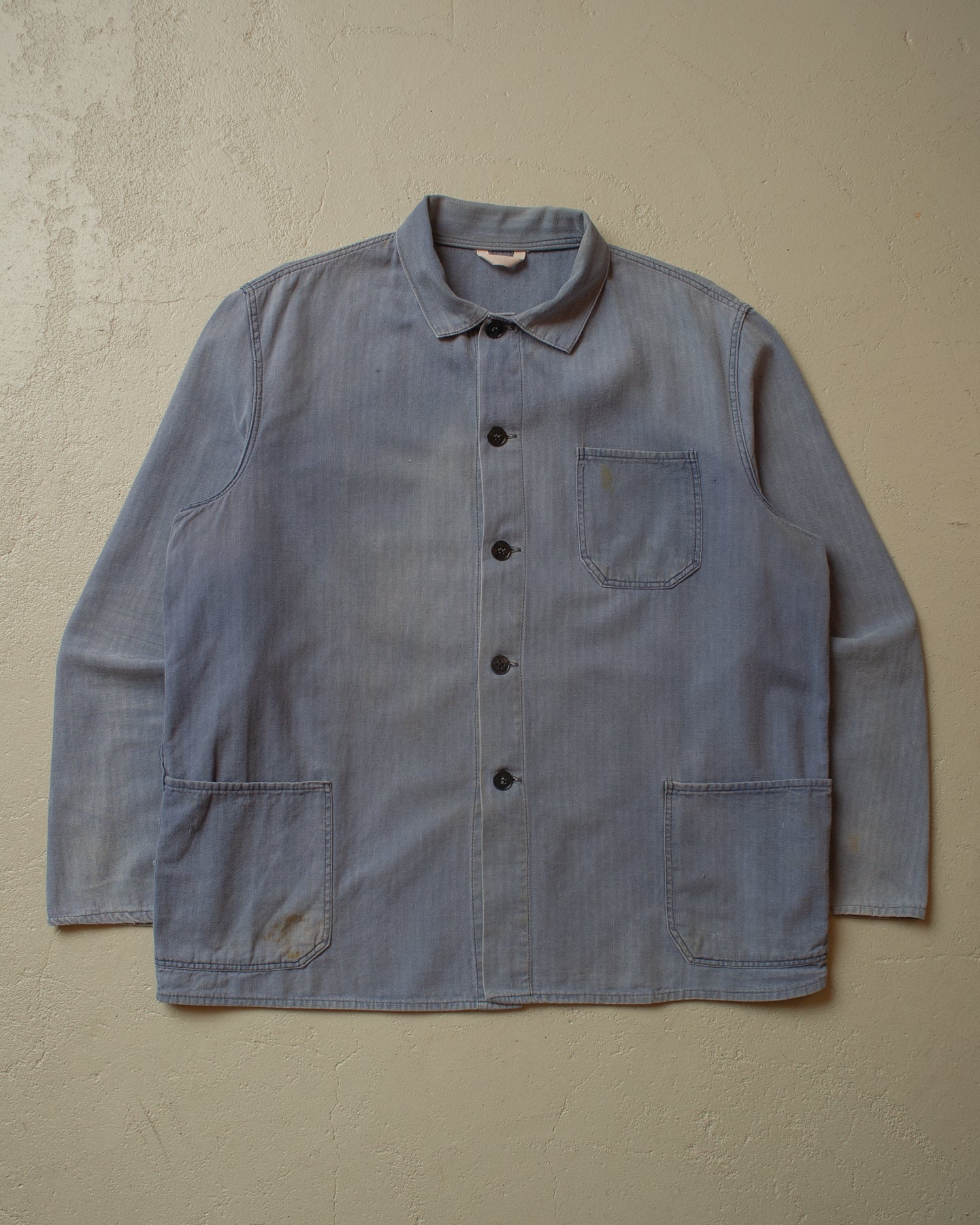 1970s/80s Workwear Chore Shirt Jacket faded blue - M/L