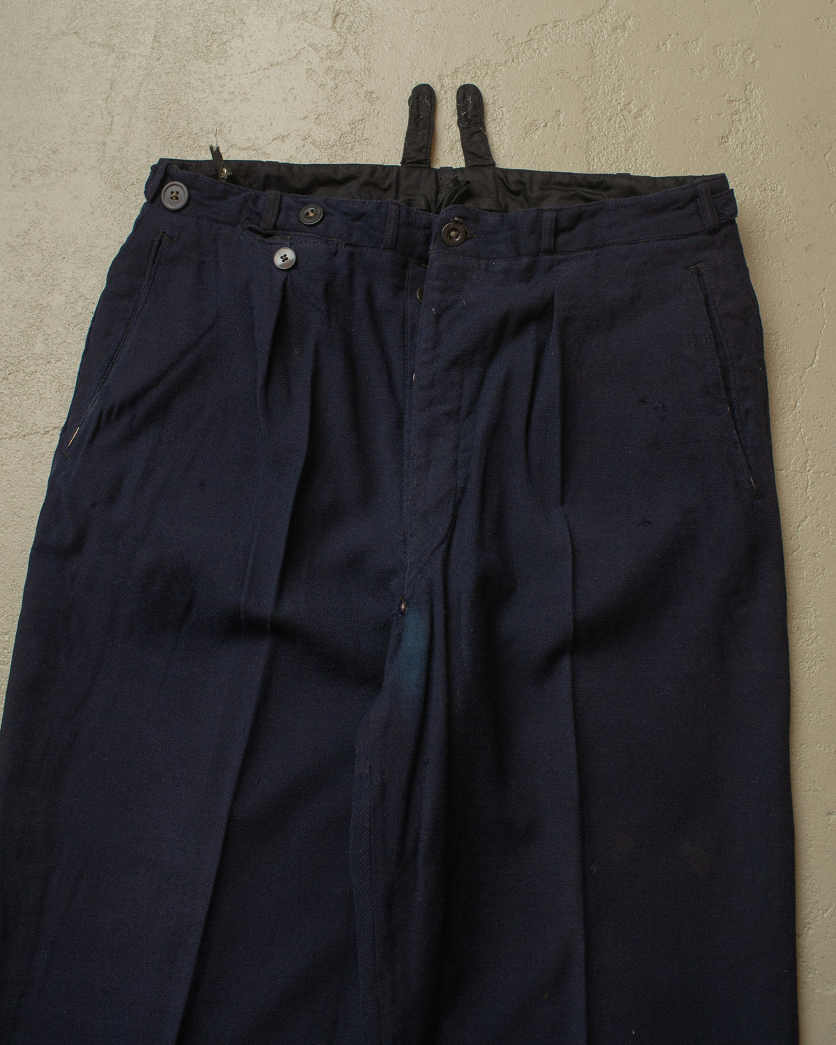 1930s/40s German distressed Suit Pants navyblue - W32 L27,5
