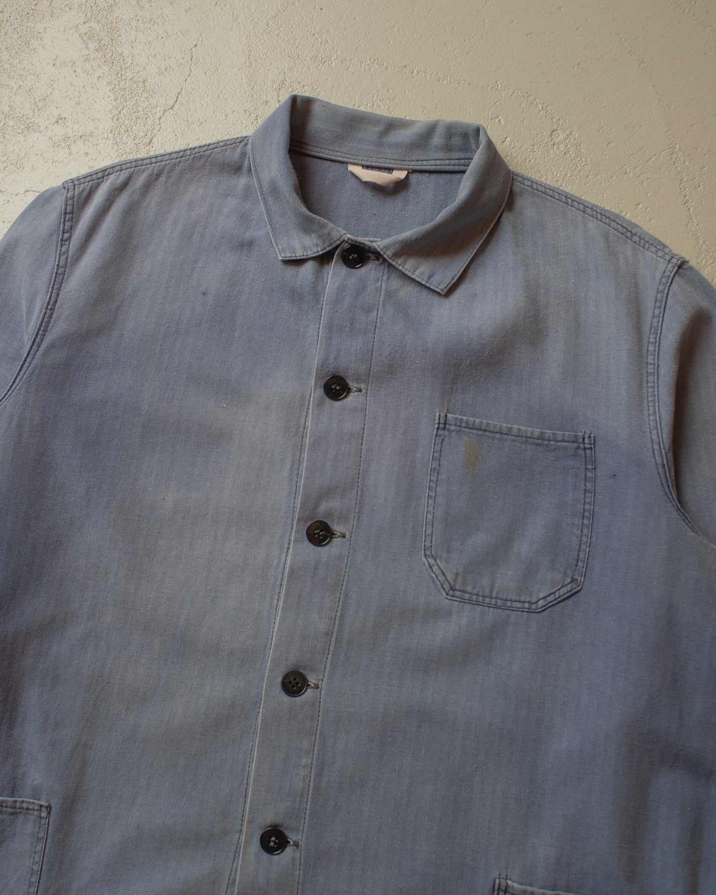 1970s/80s Workwear Chore Shirt Jacket faded blue - M/L