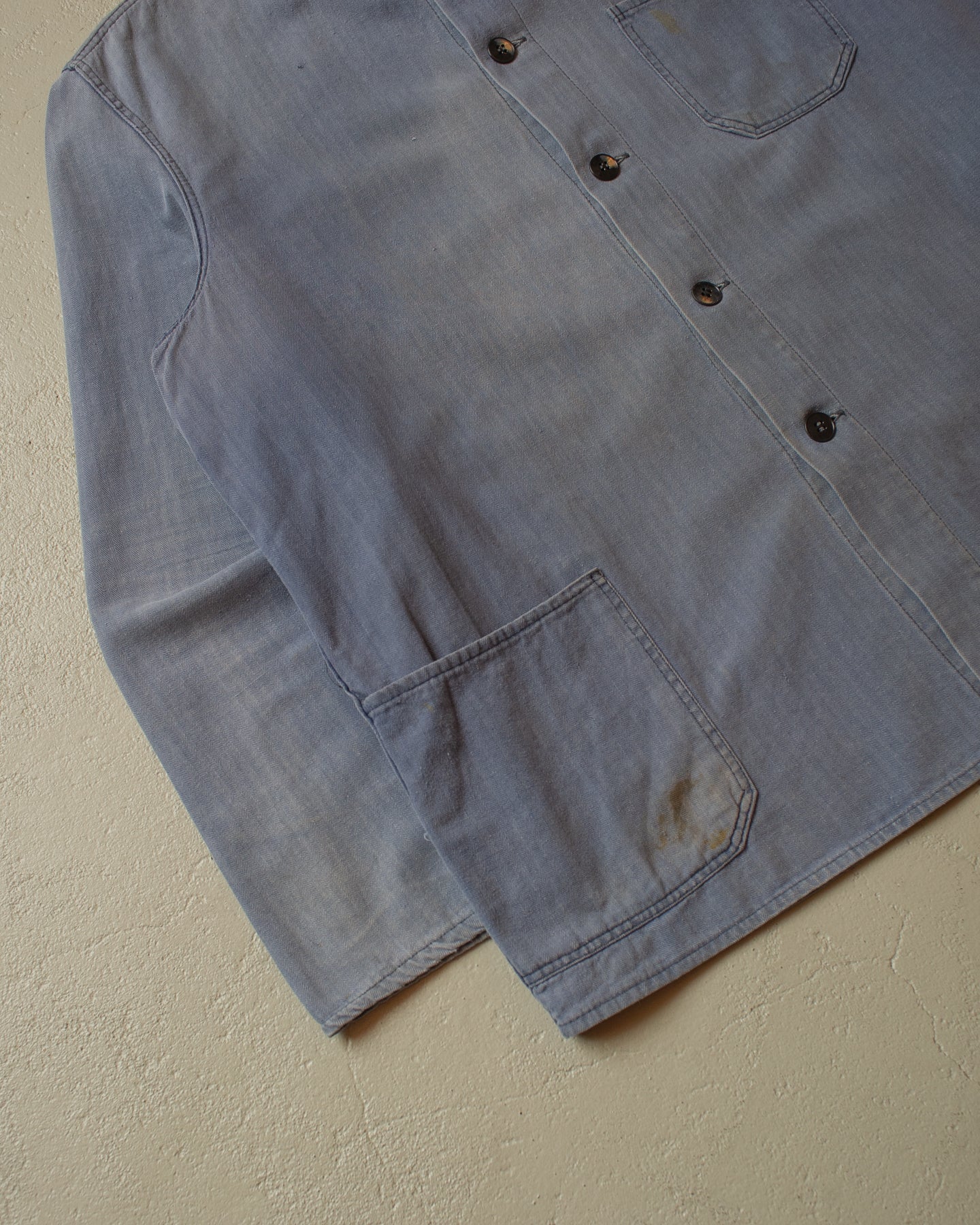 1970s/80s Workwear Chore Shirt Jacket faded blue - M/L