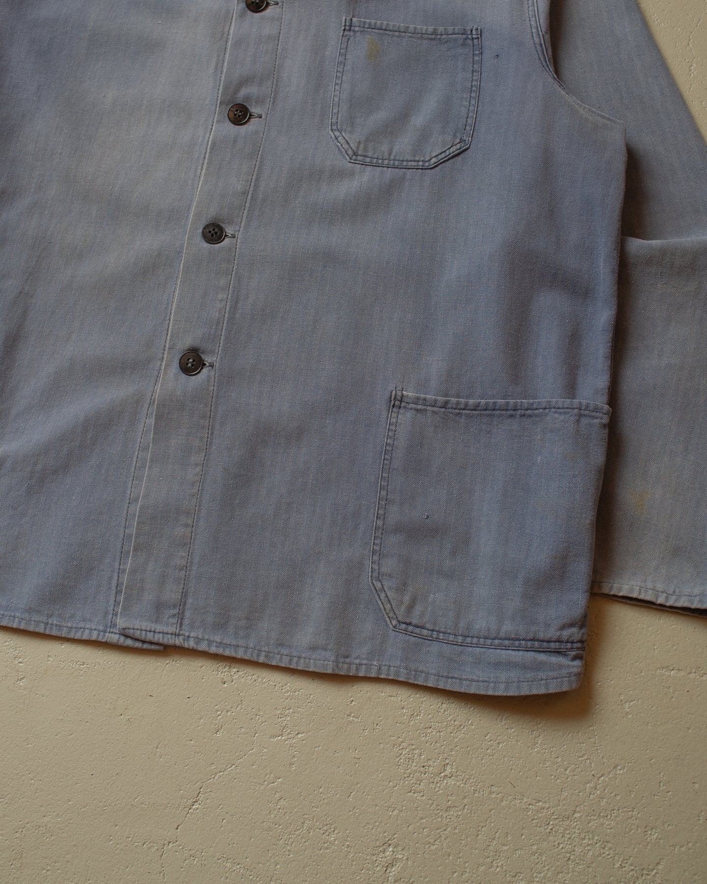 1970s/80s Workwear Chore Shirt Jacket faded blue - M/L