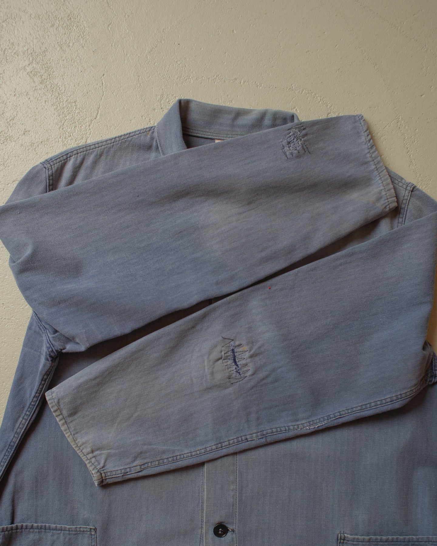 1970s/80s Workwear Chore Shirt Jacket faded blue - M/L