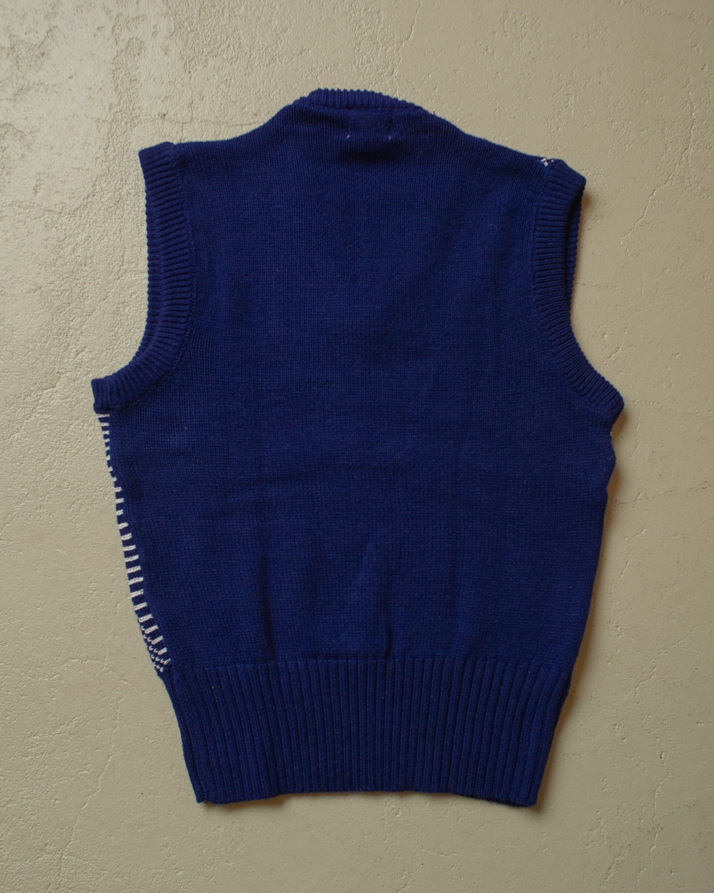 1960s unworn Pattern Knit Vest navyblue - S/M