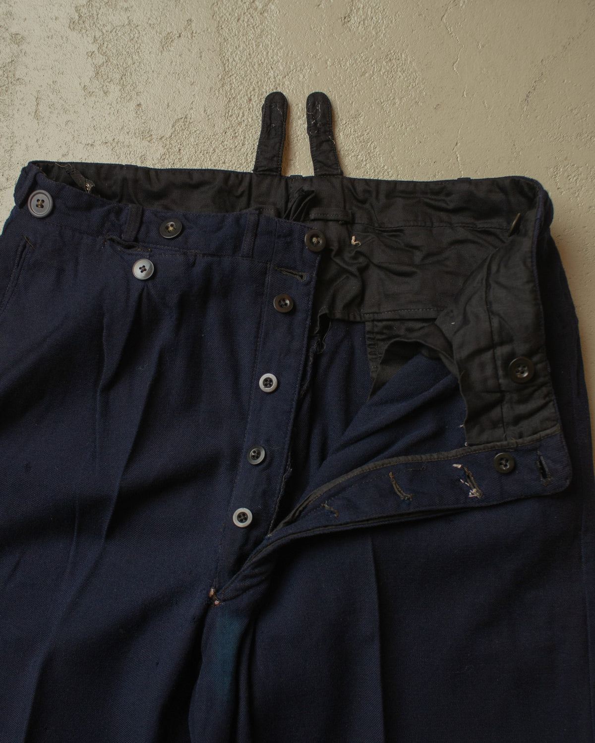 1930s/40s German distressed Suit Pants navyblue - W32 L27,5