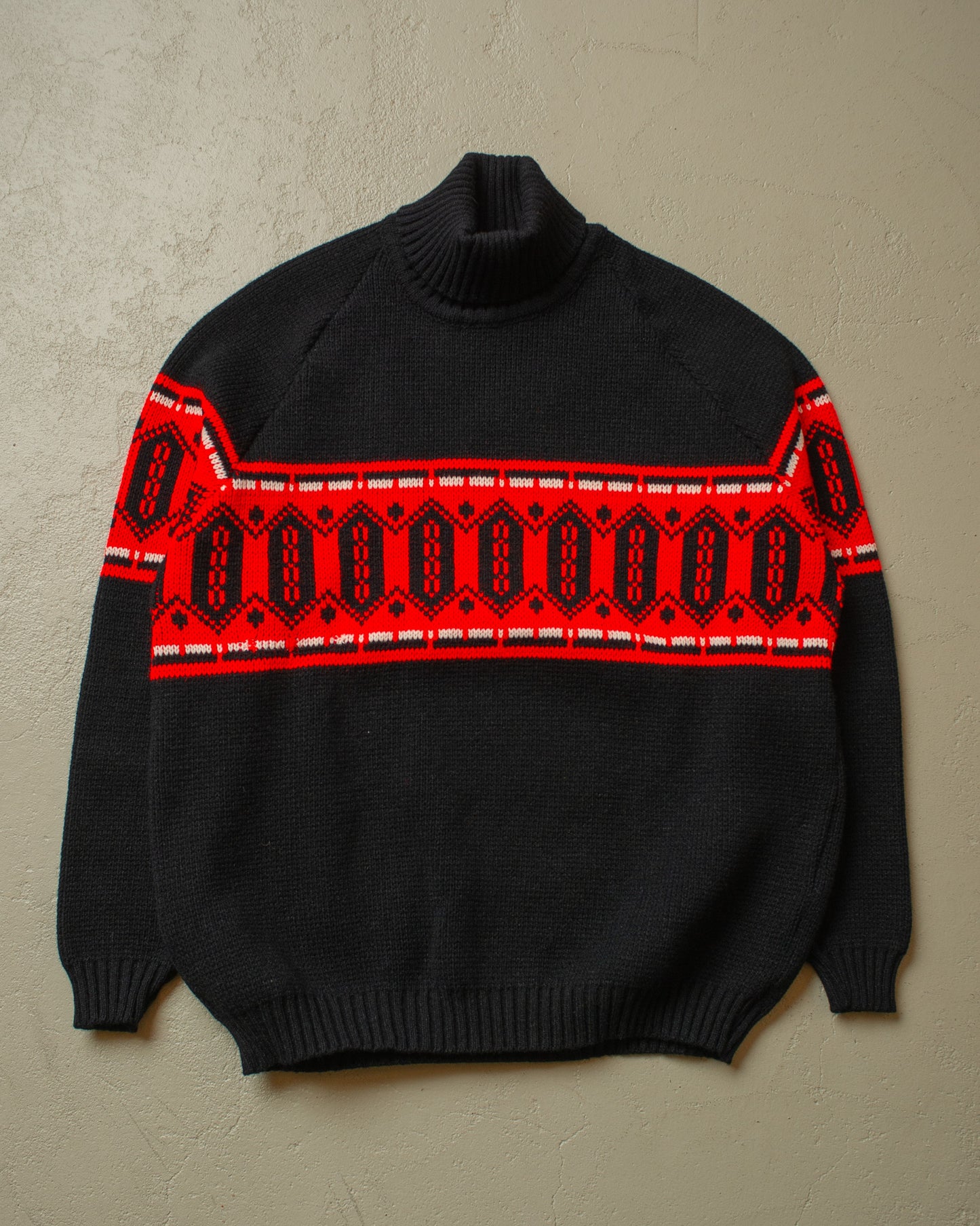 1960s unworn Turtleneck Knit Sweater black - L