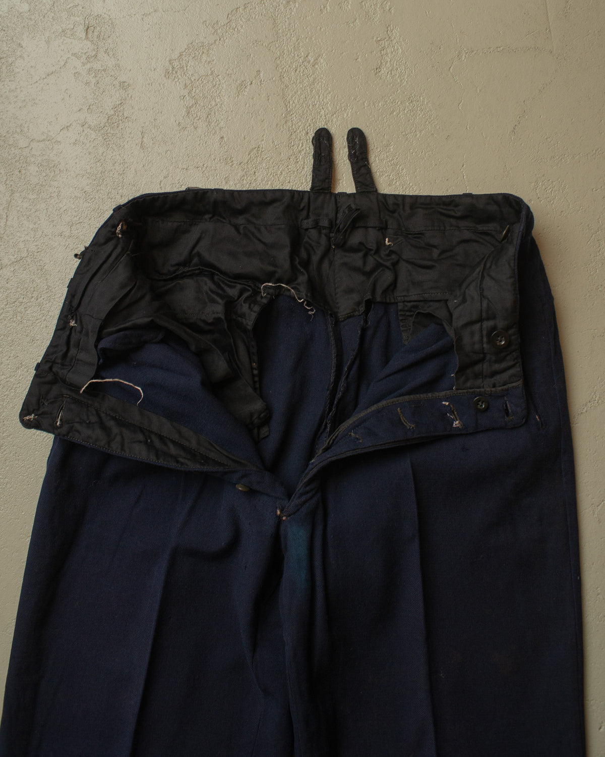 1930s/40s German distressed Suit Pants navyblue - W32 L27,5
