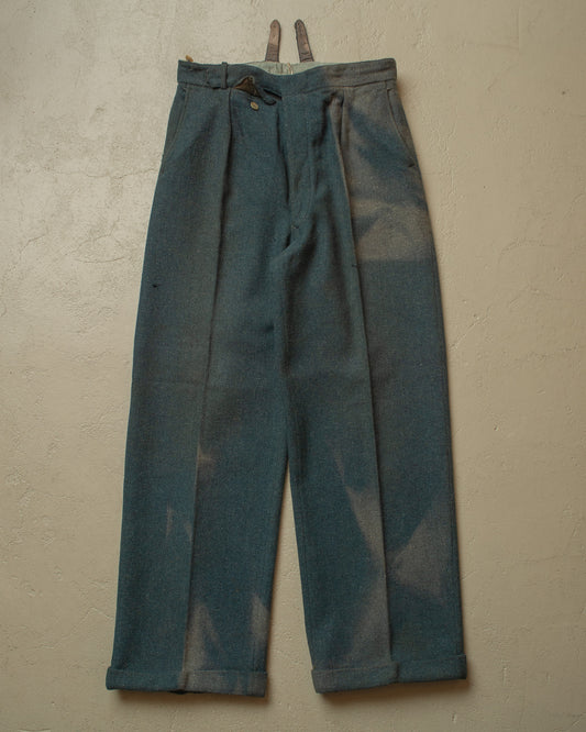 1940s German Faded Wool Suit Pants green - W30,5 L30