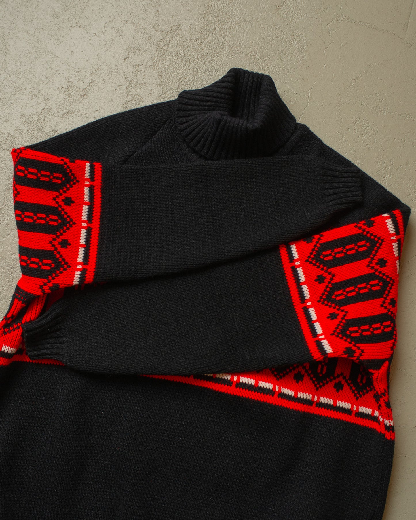 1960s unworn Turtleneck Knit Sweater black - L