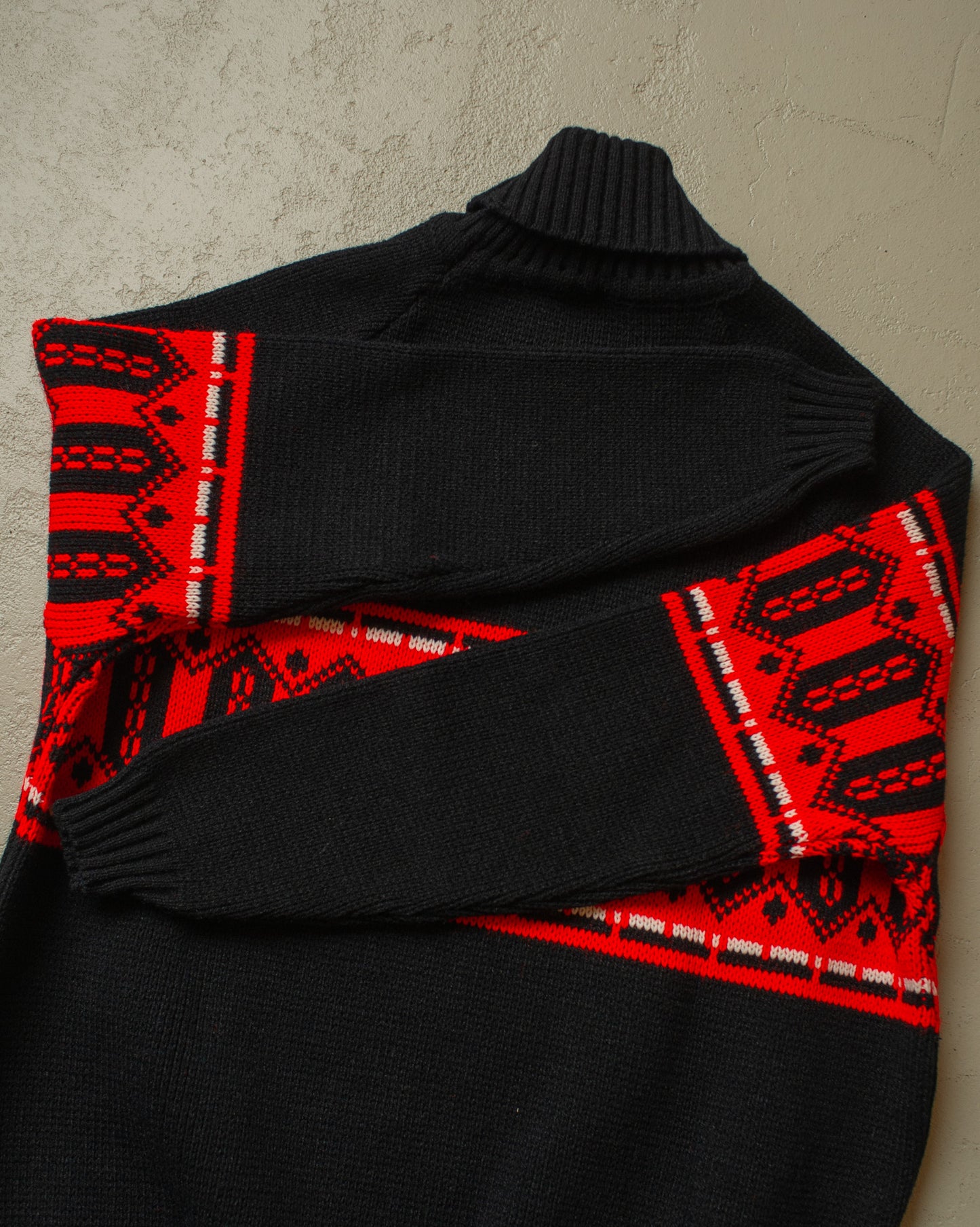 1960s unworn Turtleneck Knit Sweater black - L