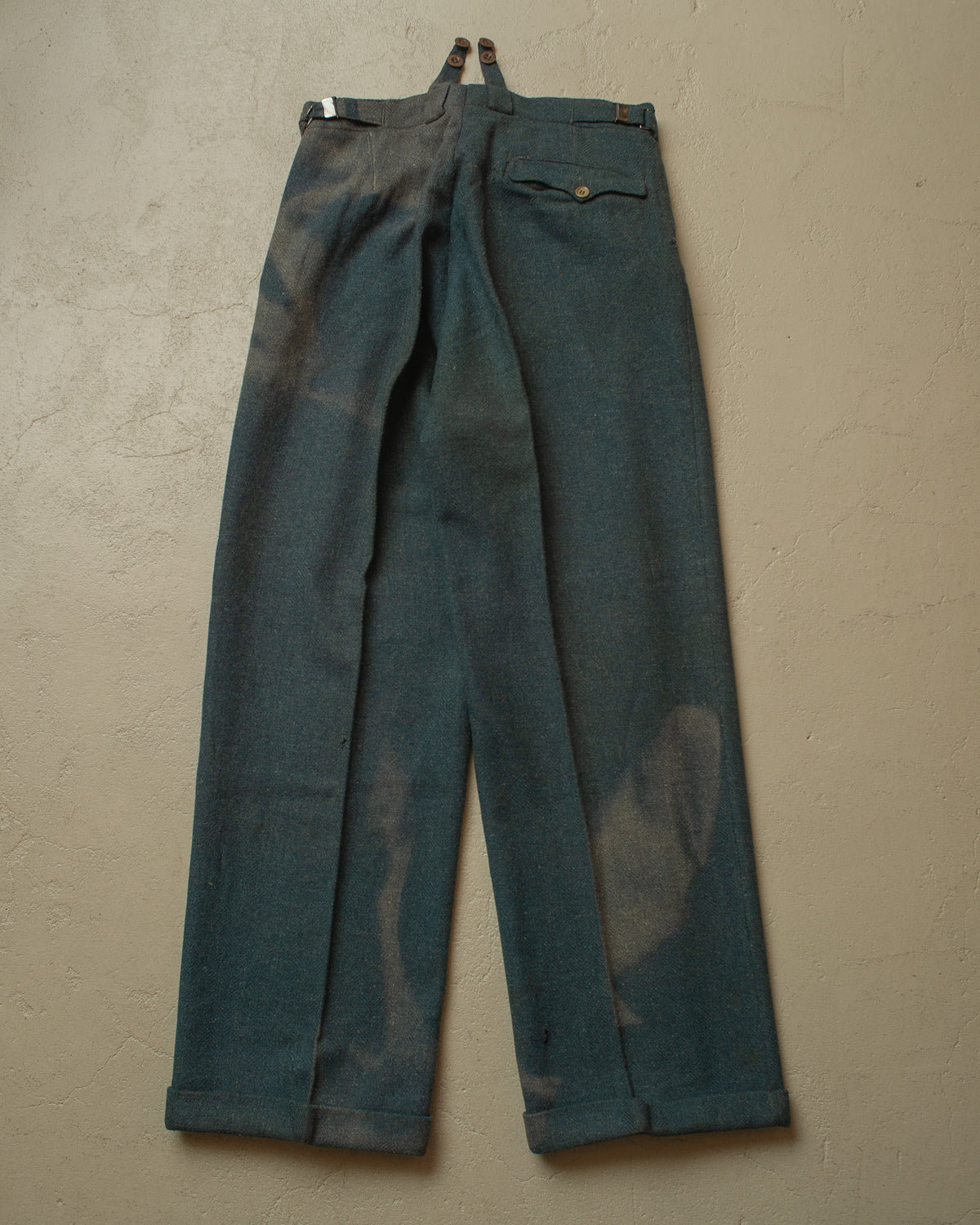 1940s German Faded Wool Suit Pants green - W30,5 L30