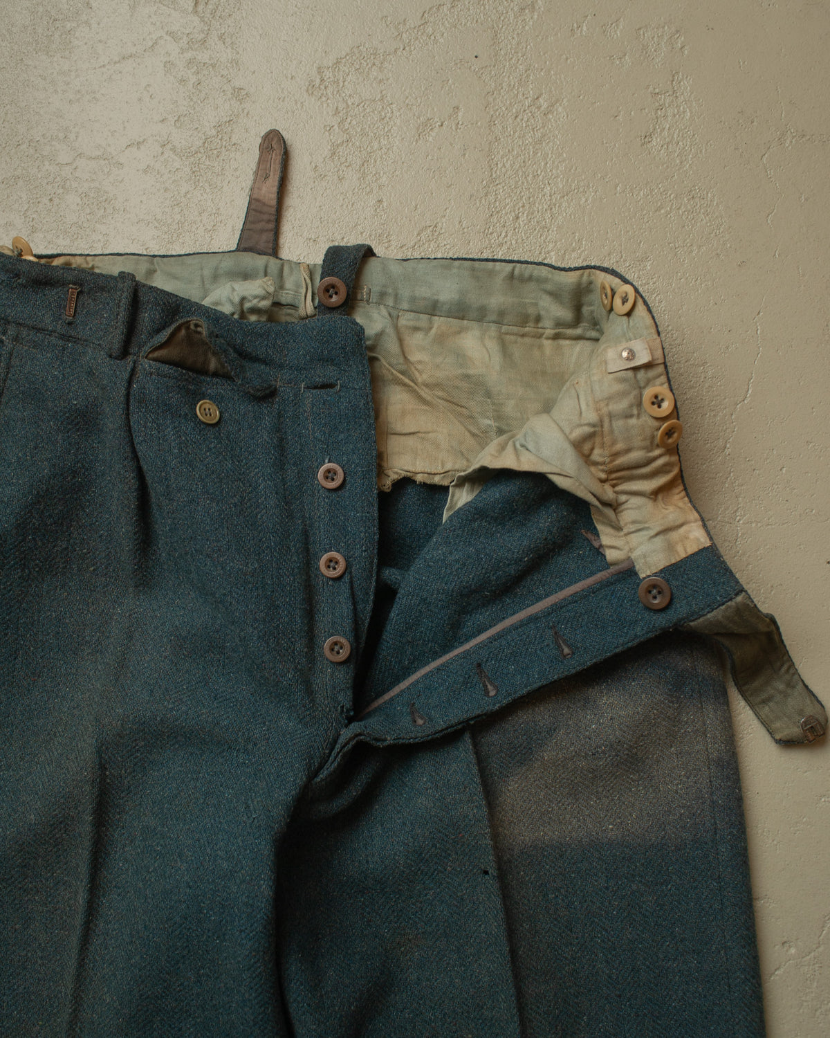 1940s German Faded Wool Suit Pants green - W30,5 L30