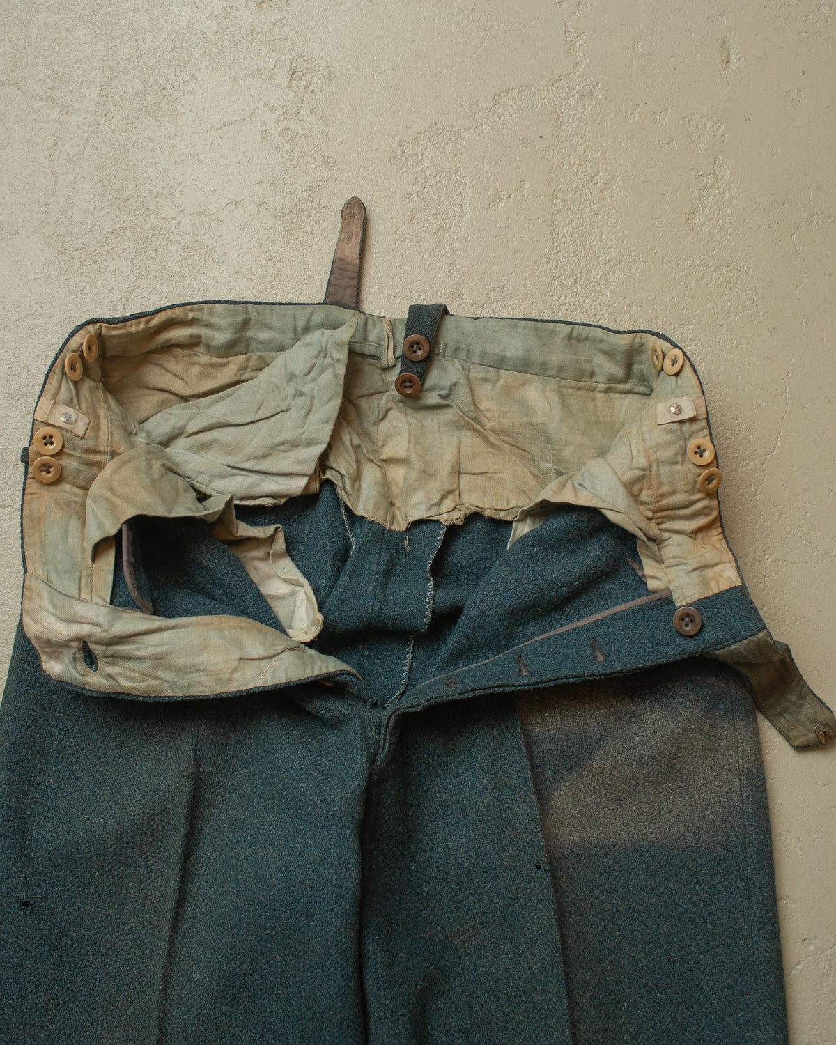 1940s German Faded Wool Suit Pants green - W30,5 L30