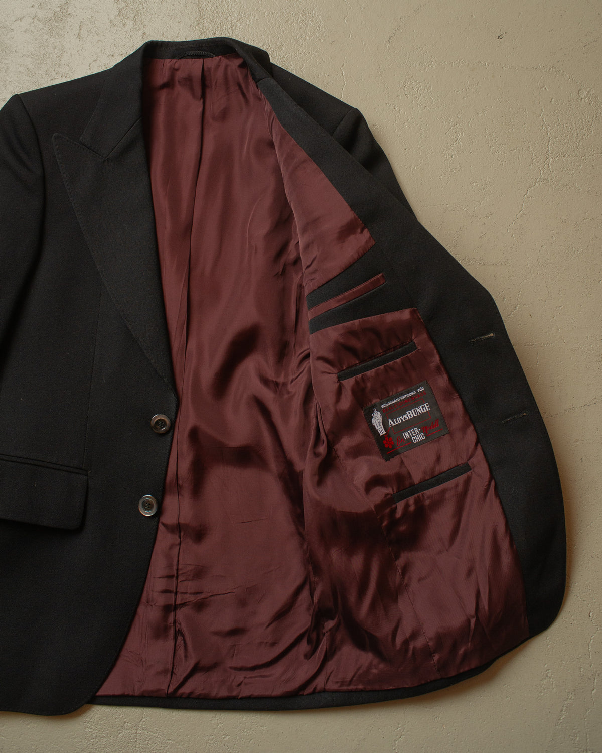 1960s German Aloys Bunge Peak Lapel Suit Jacket black - S/M