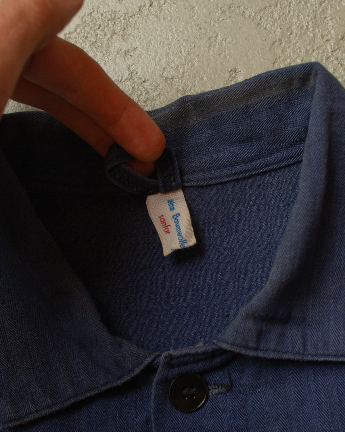 1960s German Herringbone Cotton Work Jacket navyblue - L