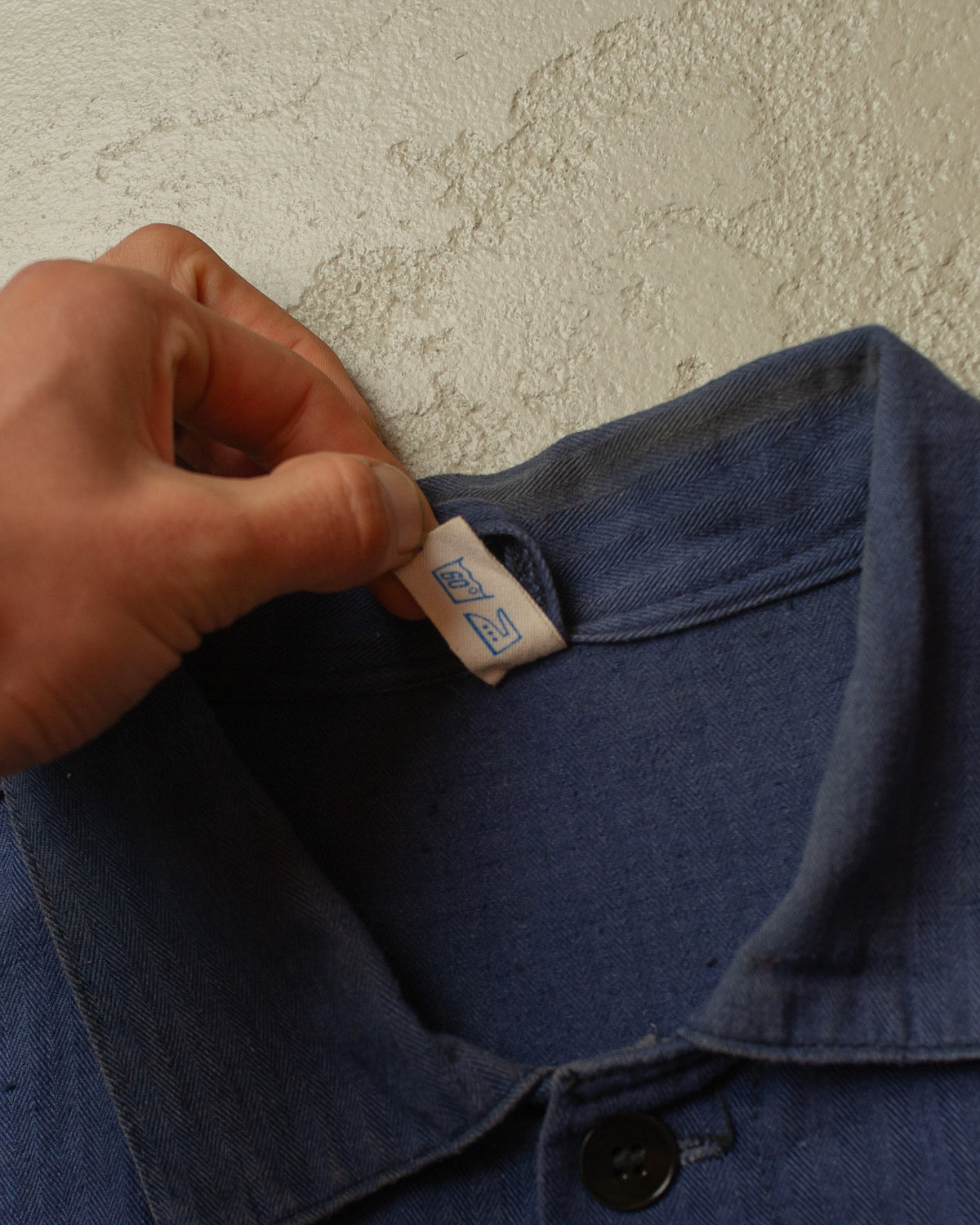 1960s German Herringbone Cotton Work Jacket navyblue - L
