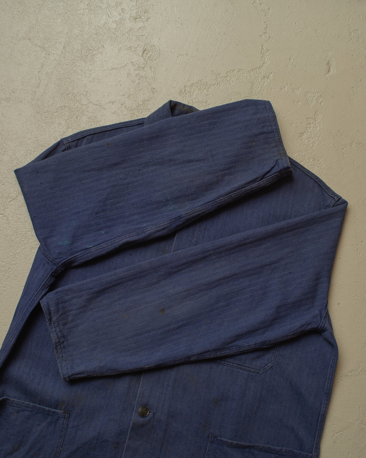 1960s German Herringbone Cotton Work Jacket navyblue - L