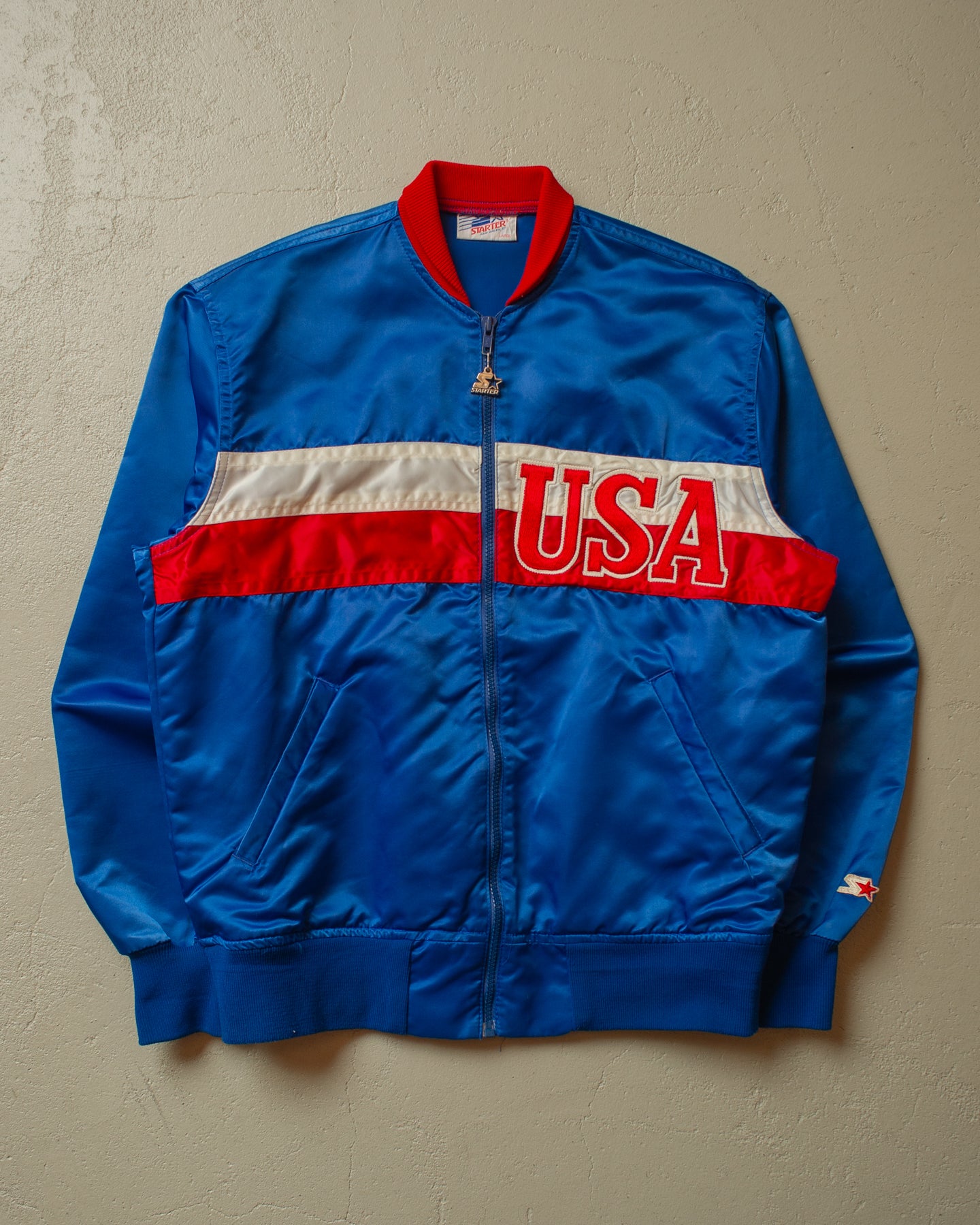1980s Starter Team USA Olympics Satin Jacket blue - M/L