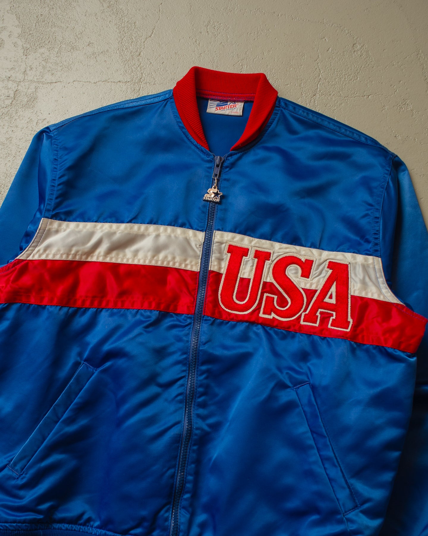 1980s Starter Team USA Olympics Satin Jacket blue - M/L