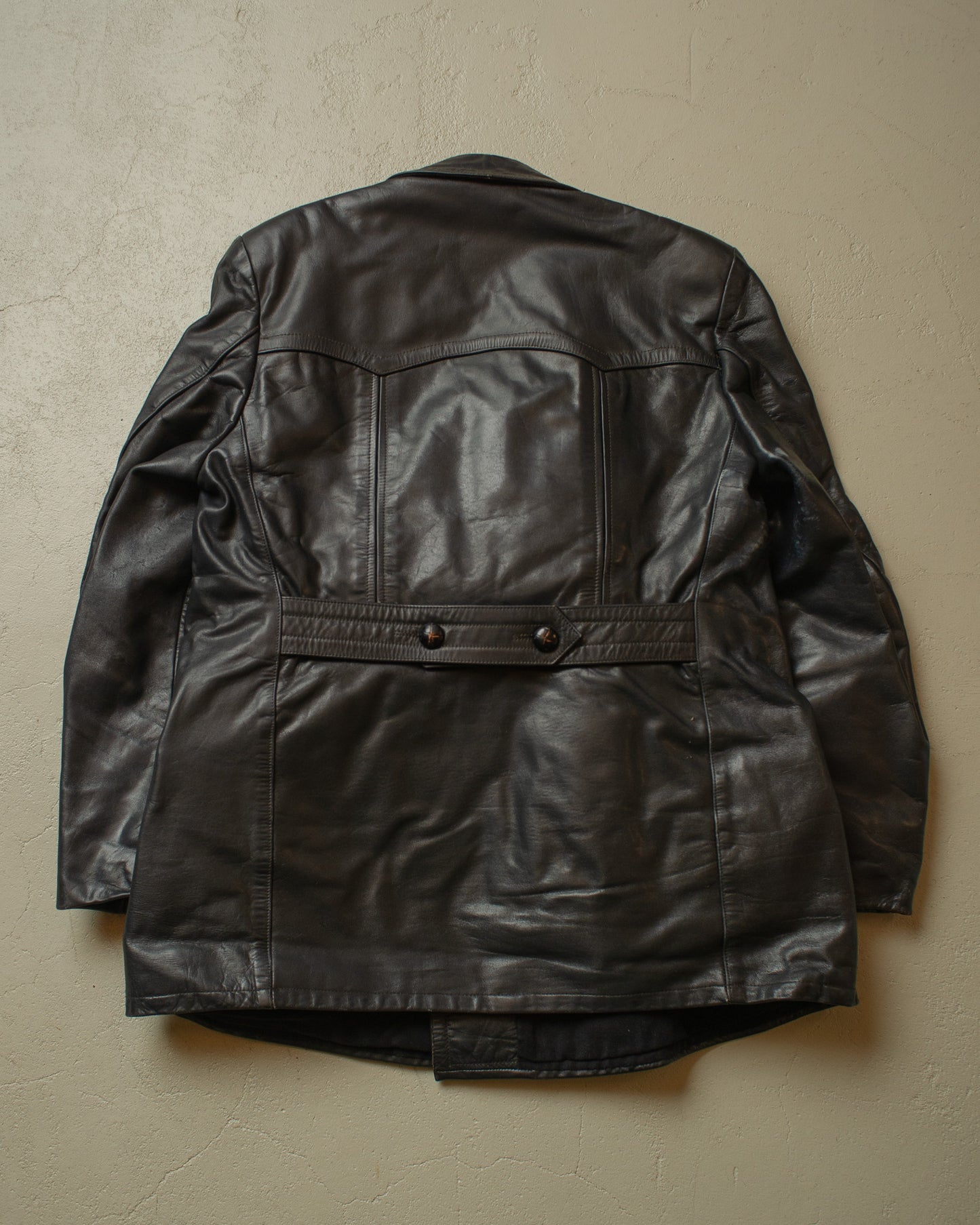 1950s German Cowhide Leather Biker Jacket black - L