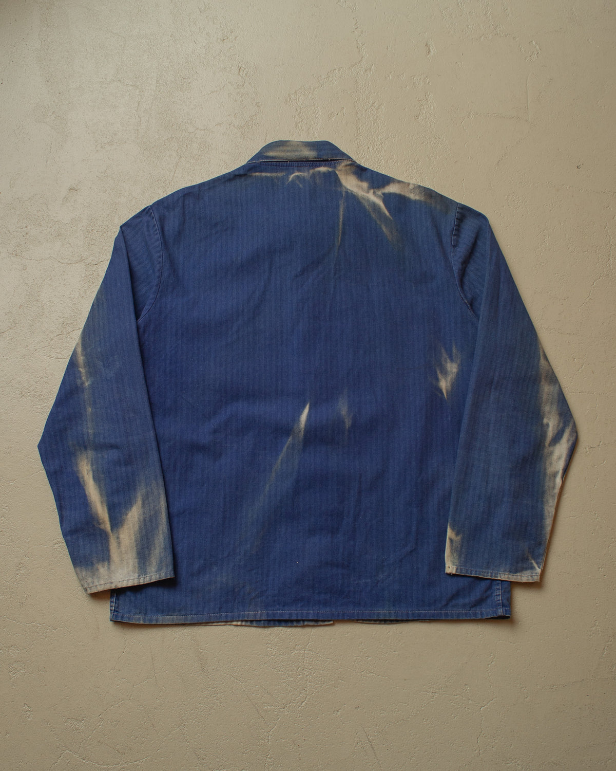 1960s German Faded Herringbone Cotton Work Jacket blue - XL