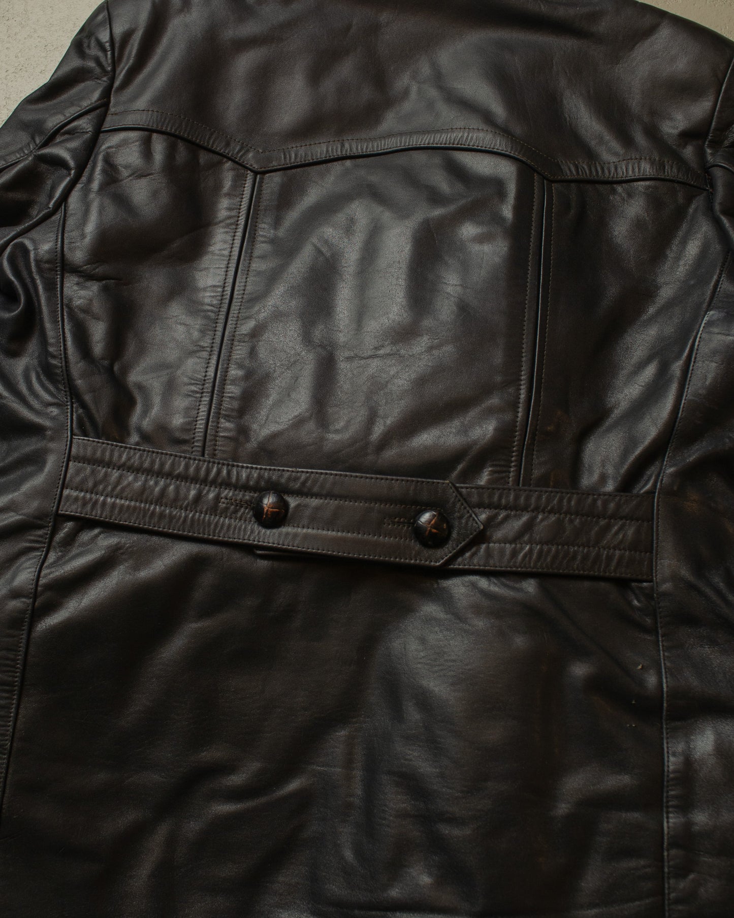 1950s German Cowhide Leather Biker Jacket black - L