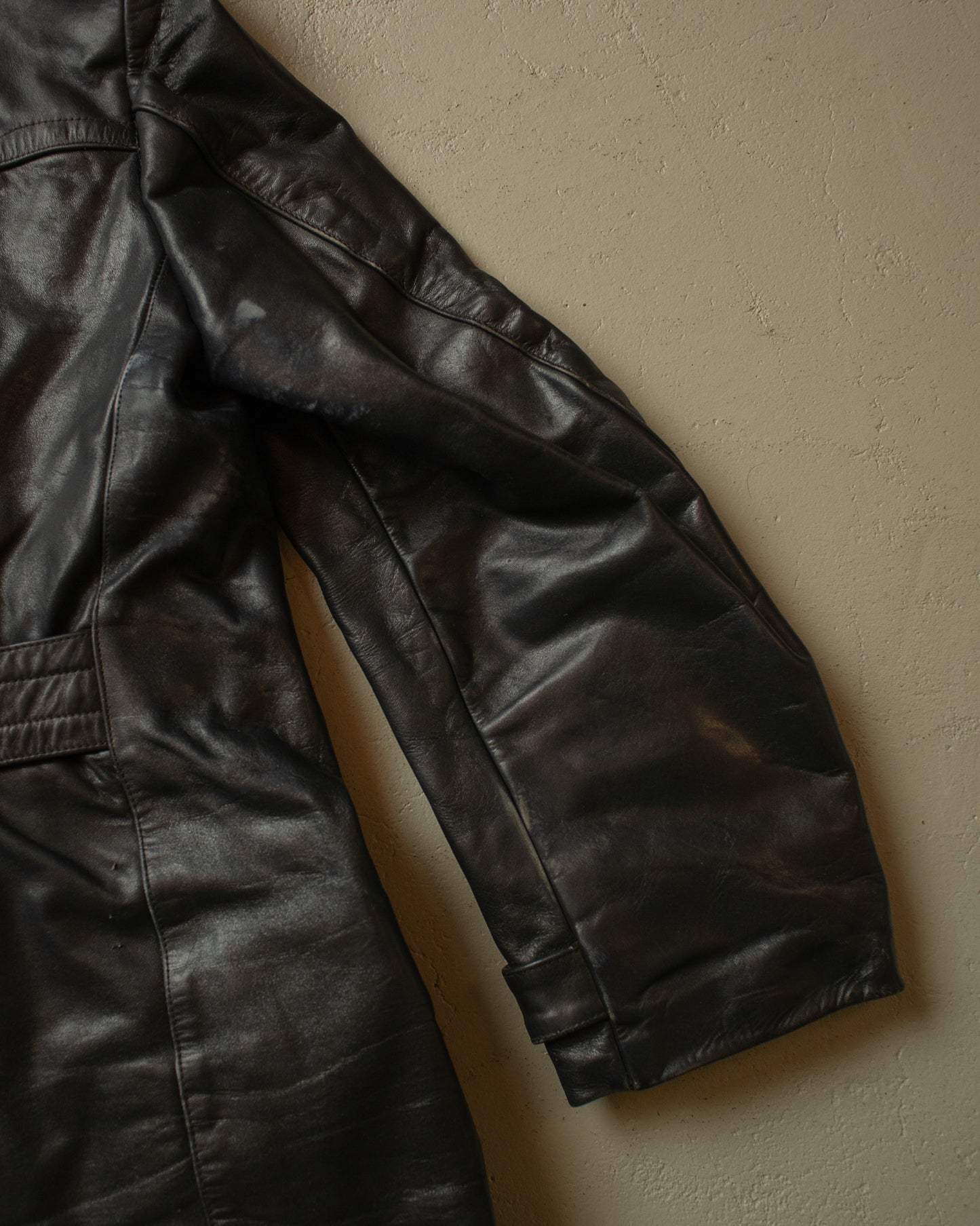 1950s German Cowhide Leather Biker Jacket black - L