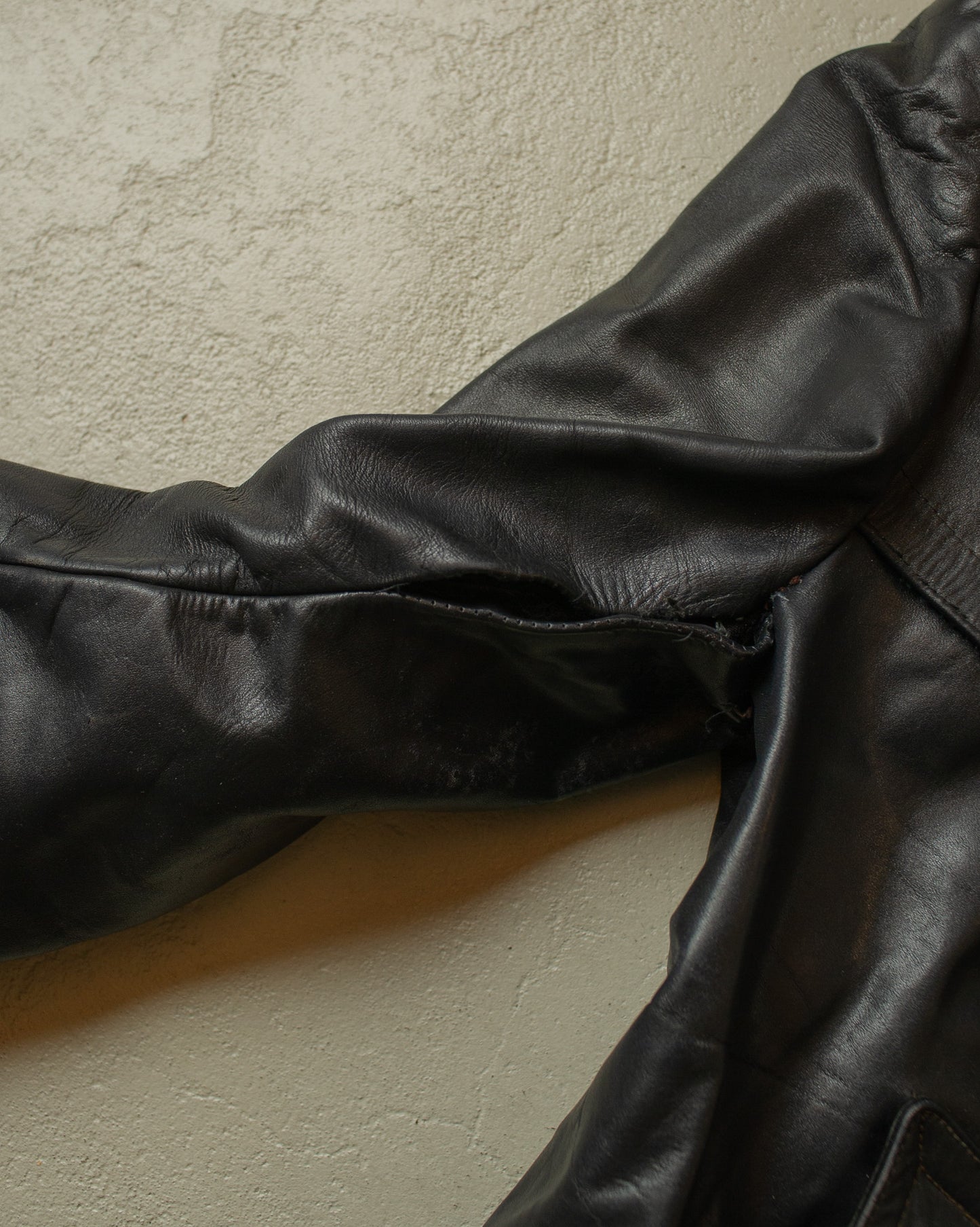 1950s German Cowhide Leather Biker Jacket black - L