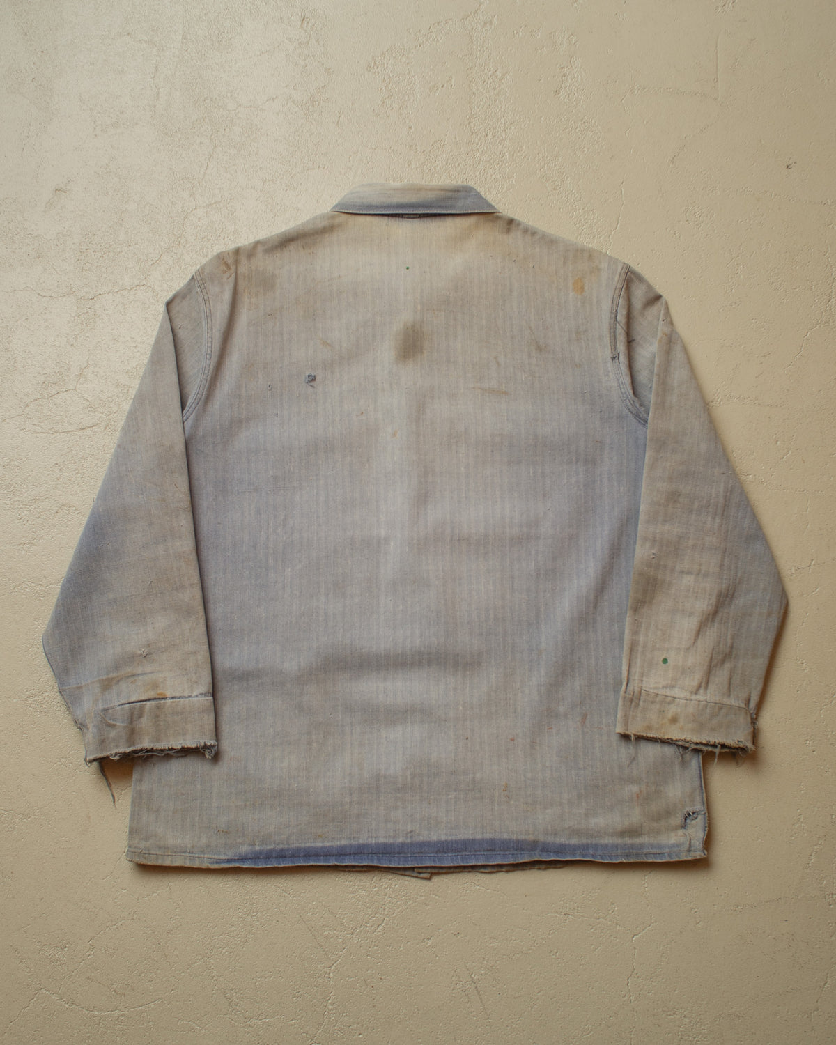 1960s German Repaired Herringbone Work Jacket blue - L