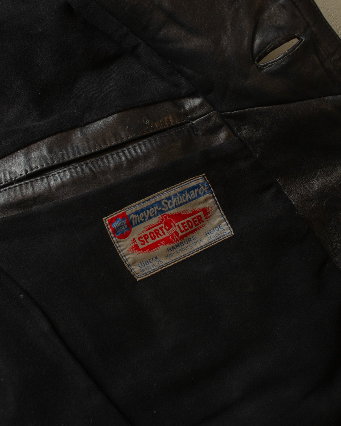 1950s German Cowhide Leather Biker Jacket black - L