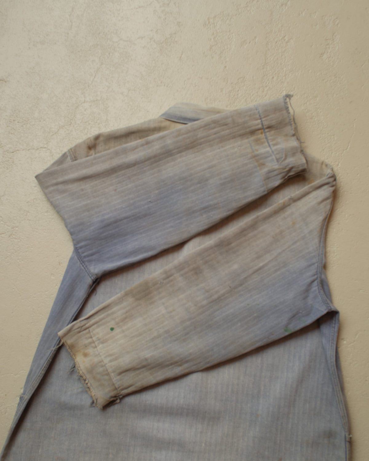 1960s German Repaired Herringbone Work Jacket blue - L