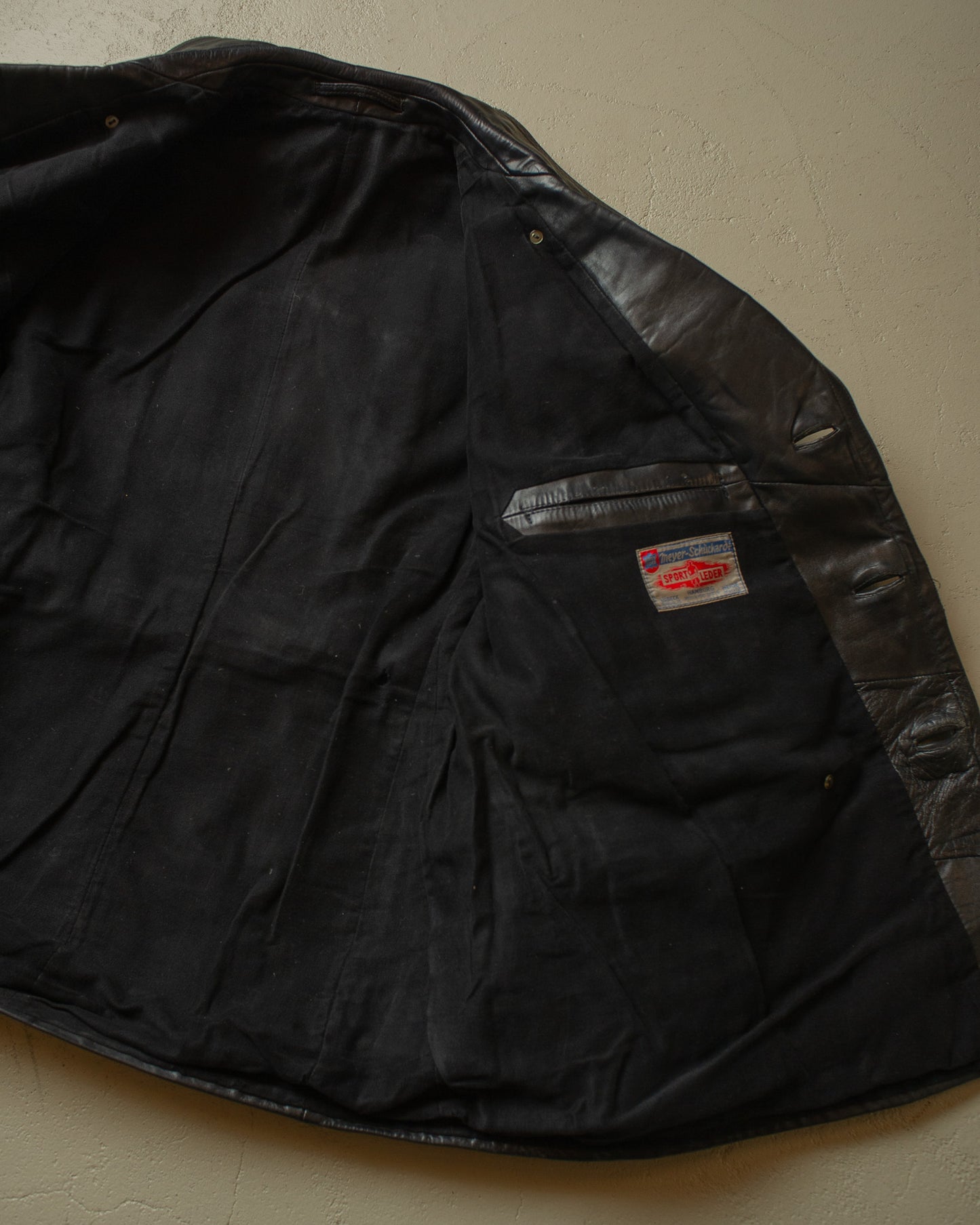 1950s German Cowhide Leather Biker Jacket black - L