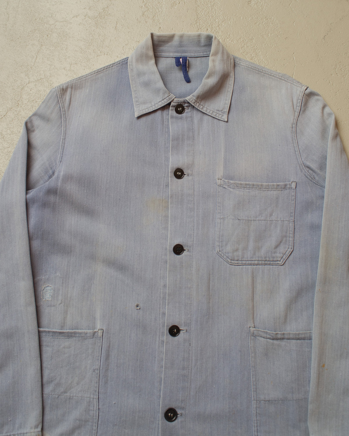 1960s German Herringbone Cotton Work Jacket blue - L