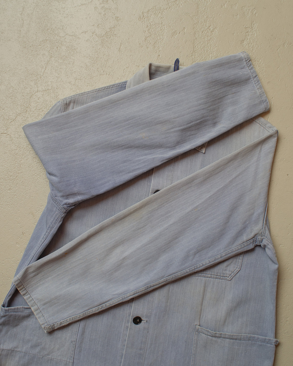 1960s German Herringbone Cotton Work Jacket blue - L