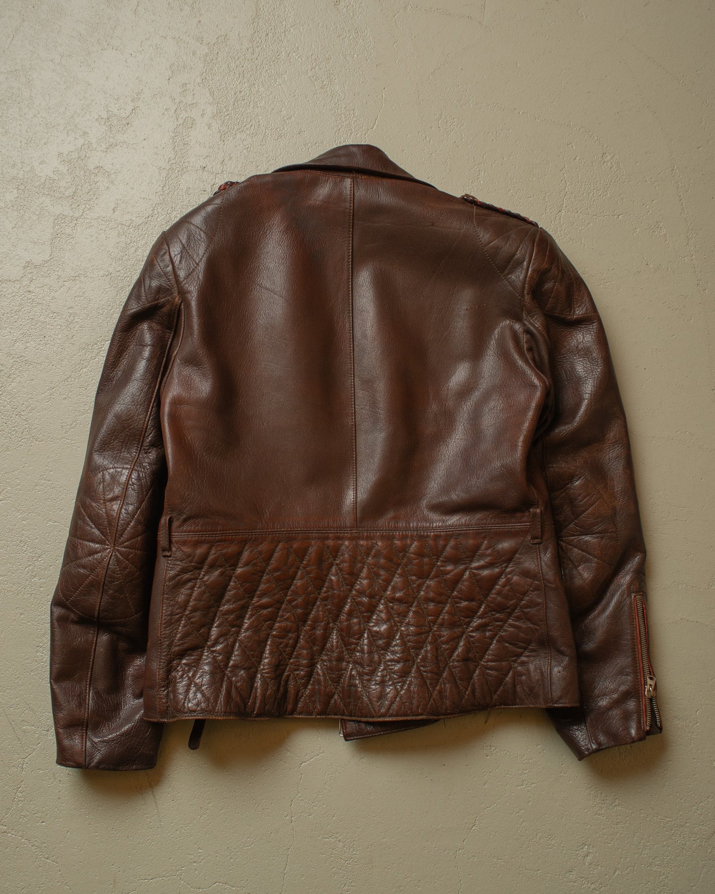 1950s German Leather Biker Jacket brown - S/M