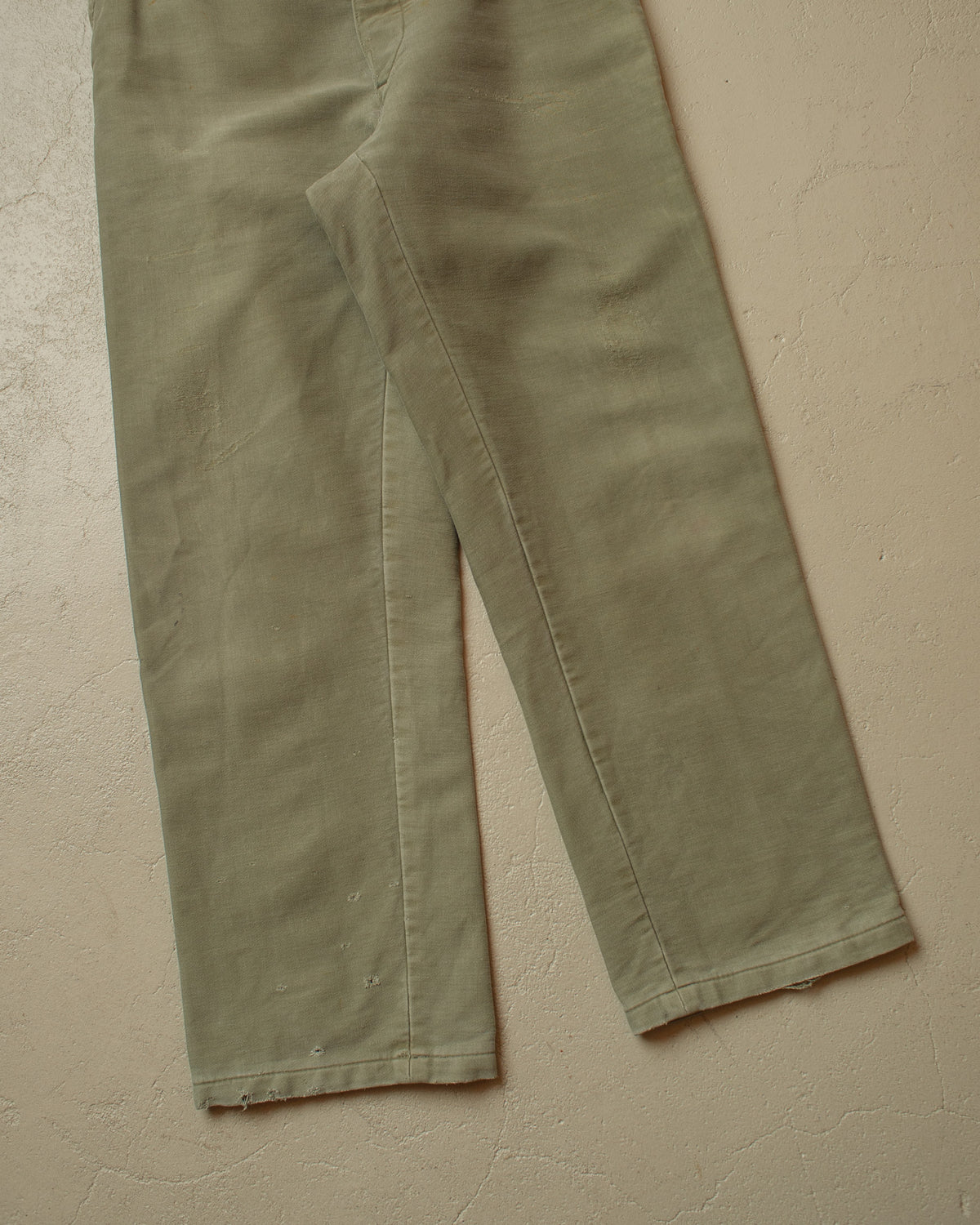 1950s German Distressed Moleskin Work Pants green - W34 L29