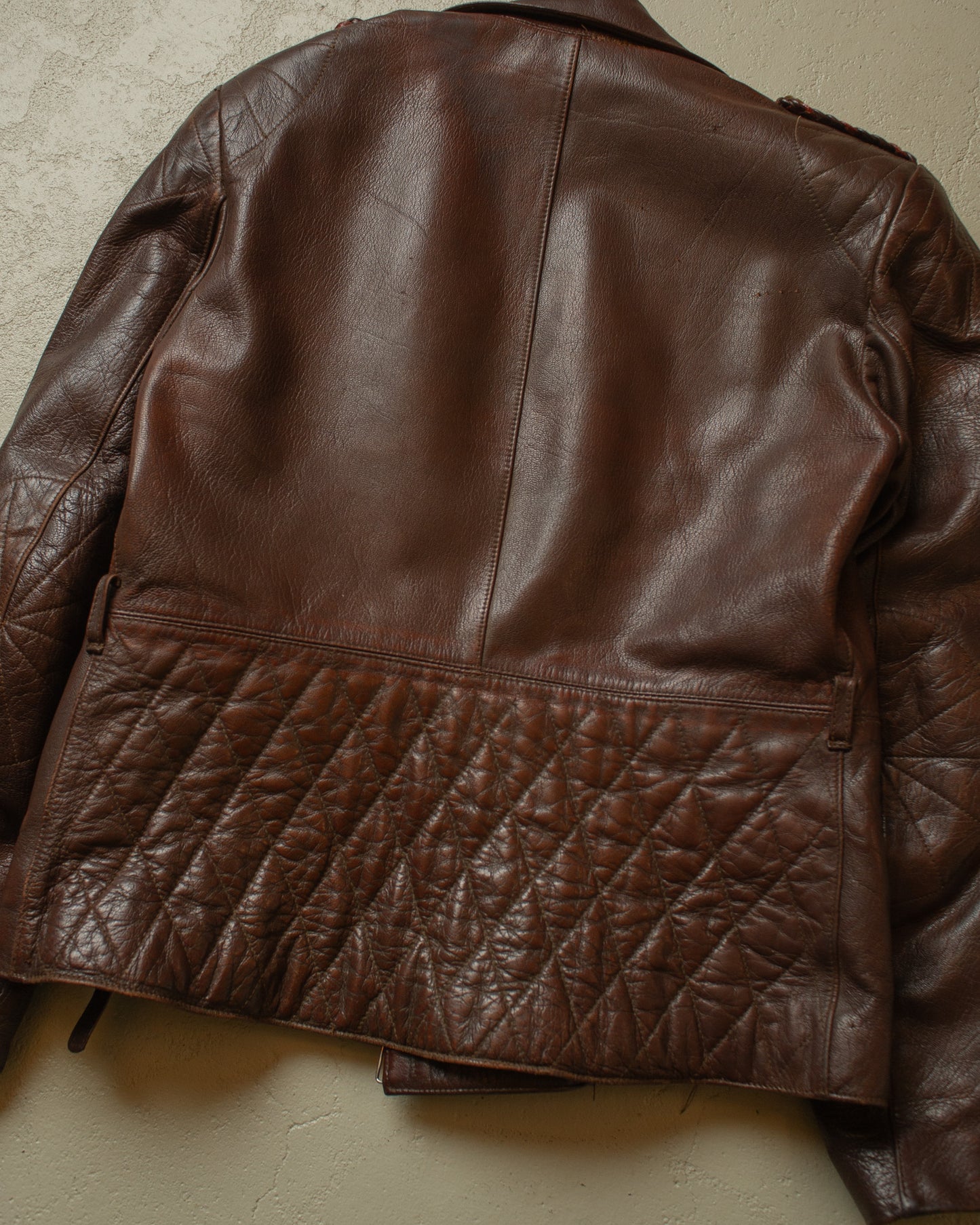 1950s German Leather Biker Jacket brown - S/M