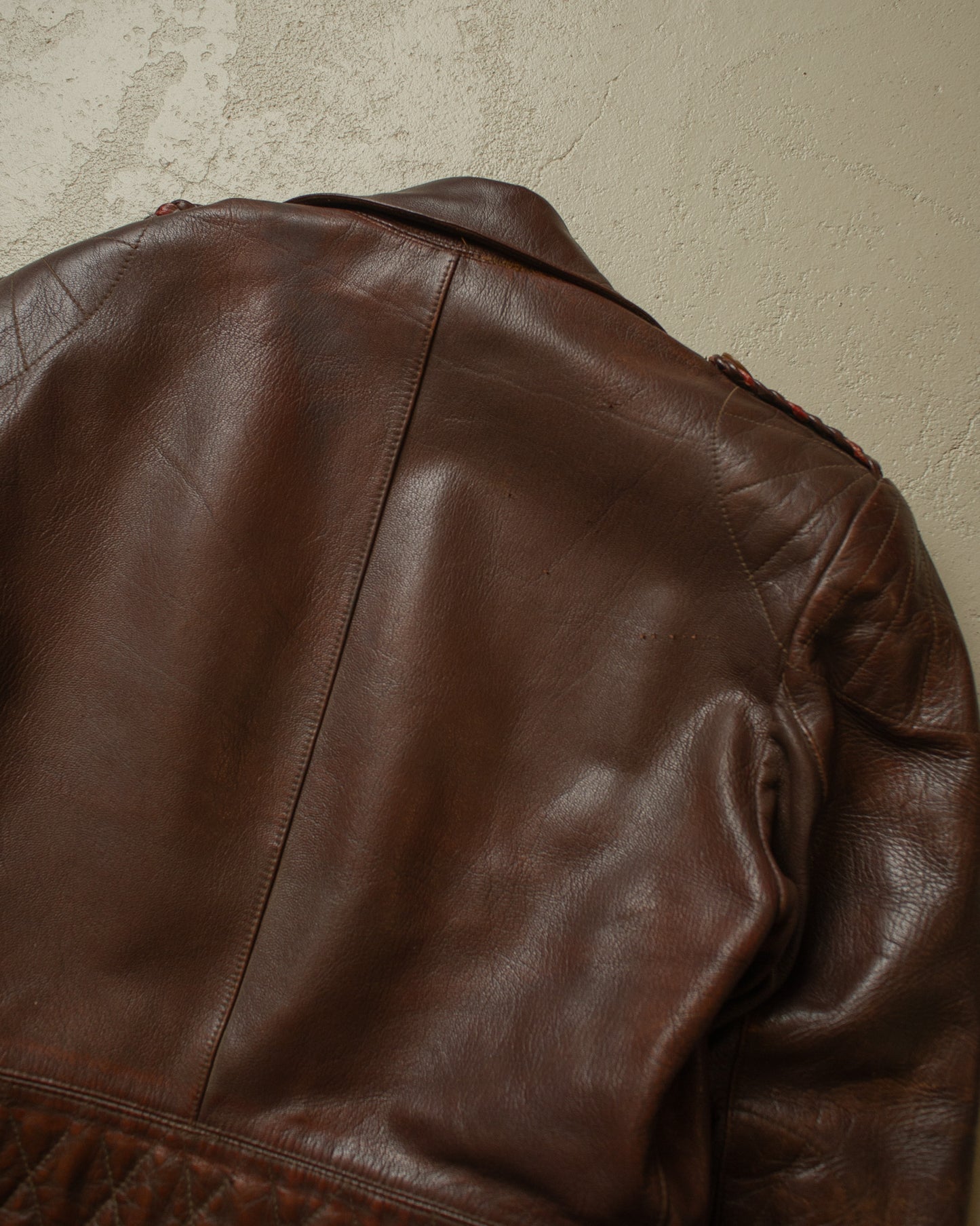 1950s German Leather Biker Jacket brown - S/M