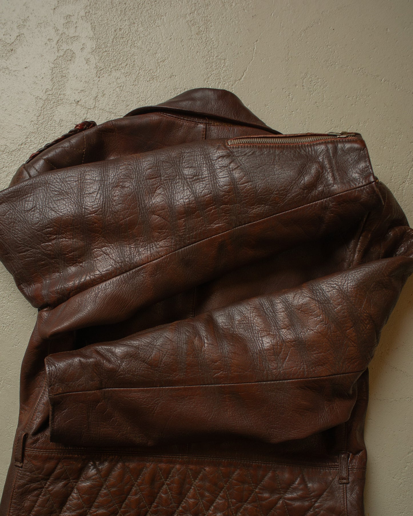 1950s German Leather Biker Jacket brown - S/M