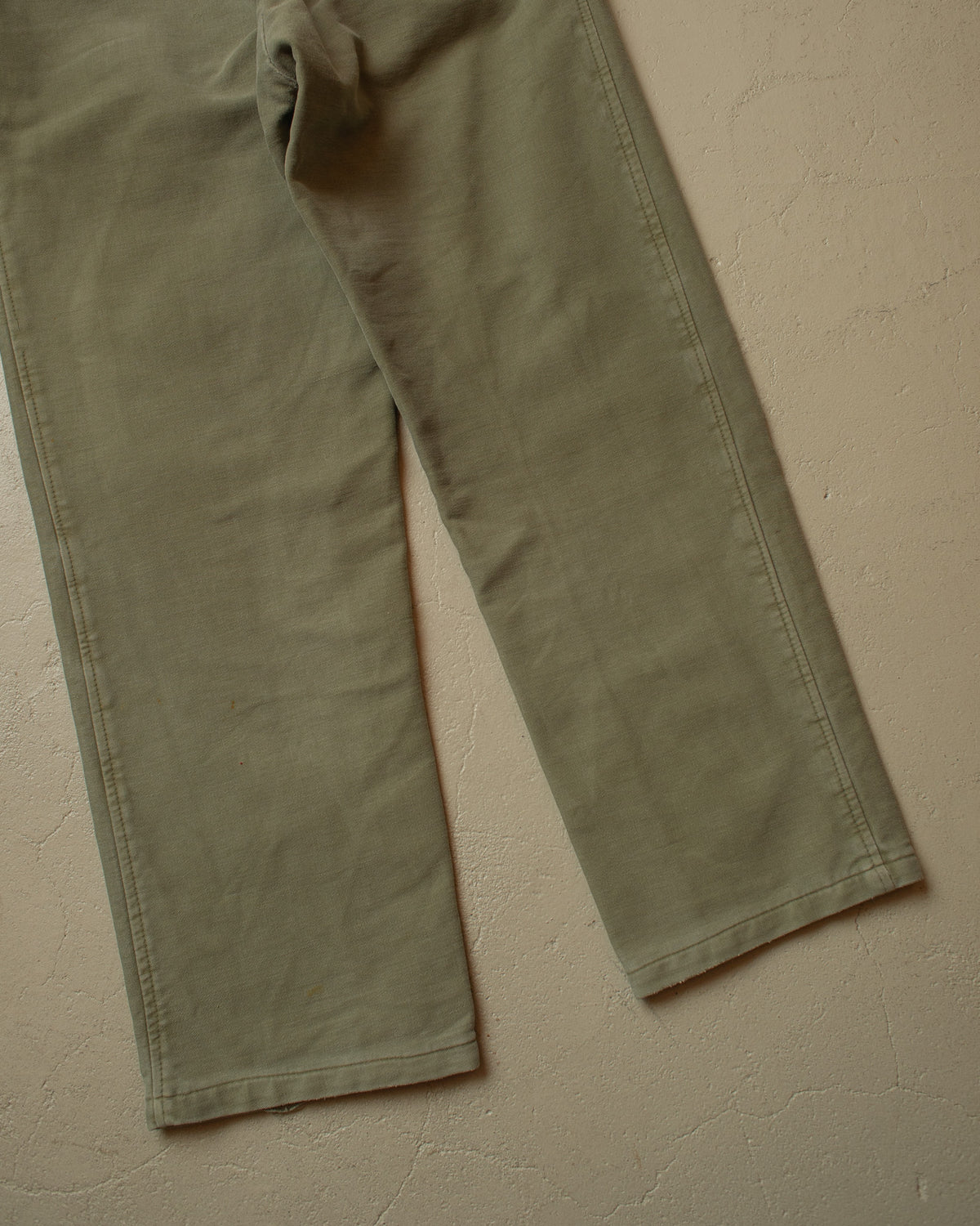 1950s German Distressed Moleskin Work Pants green - W34 L29