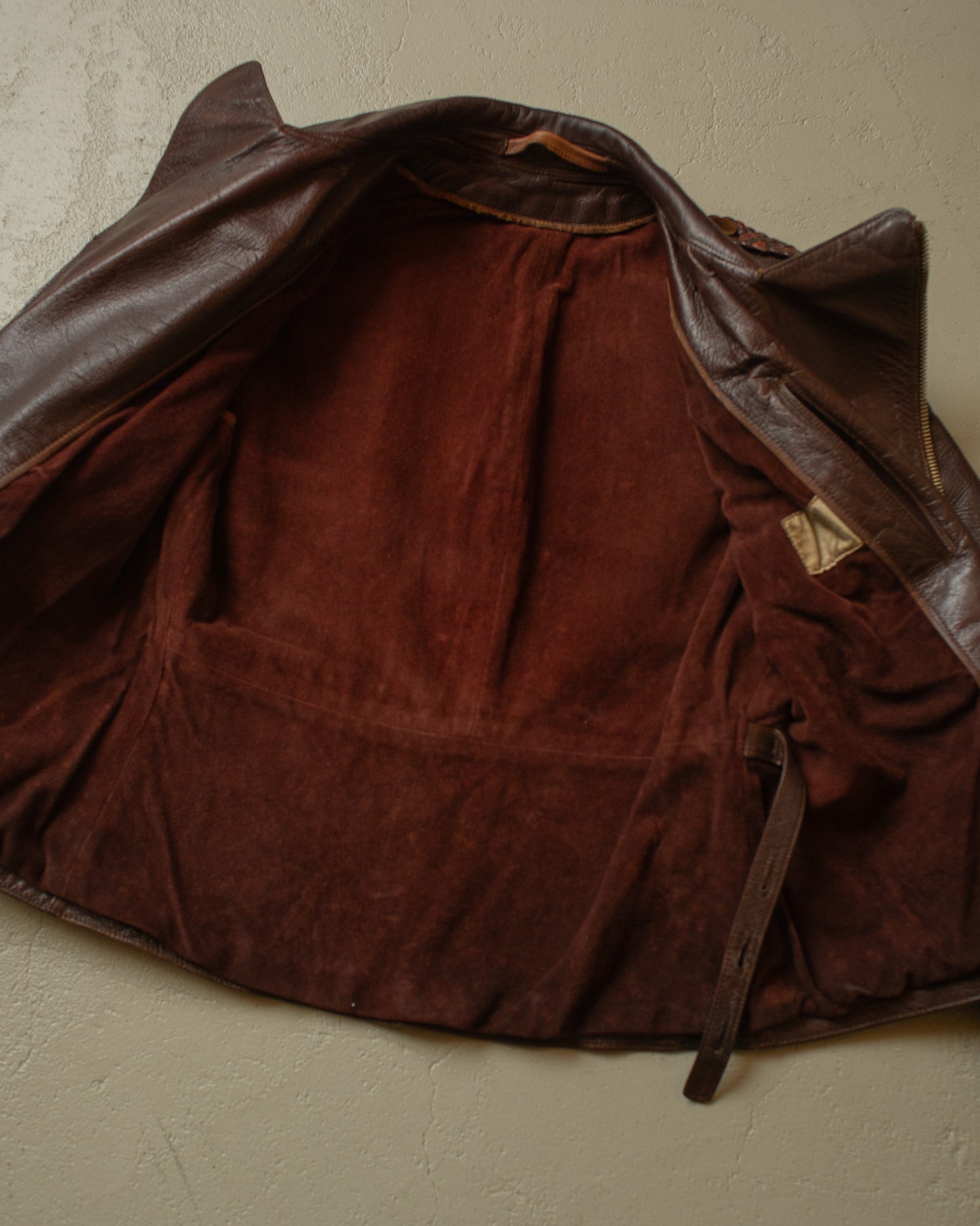 1950s German Leather Biker Jacket brown - S/M