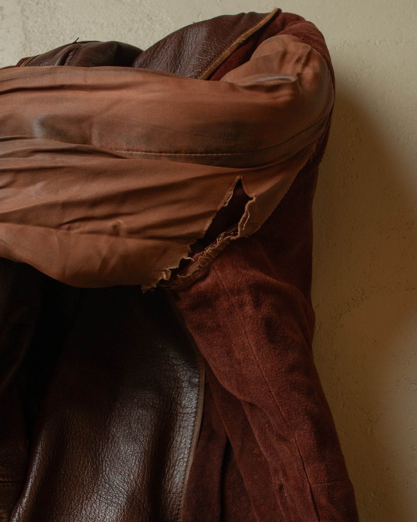 1950s German Leather Biker Jacket brown - S/M