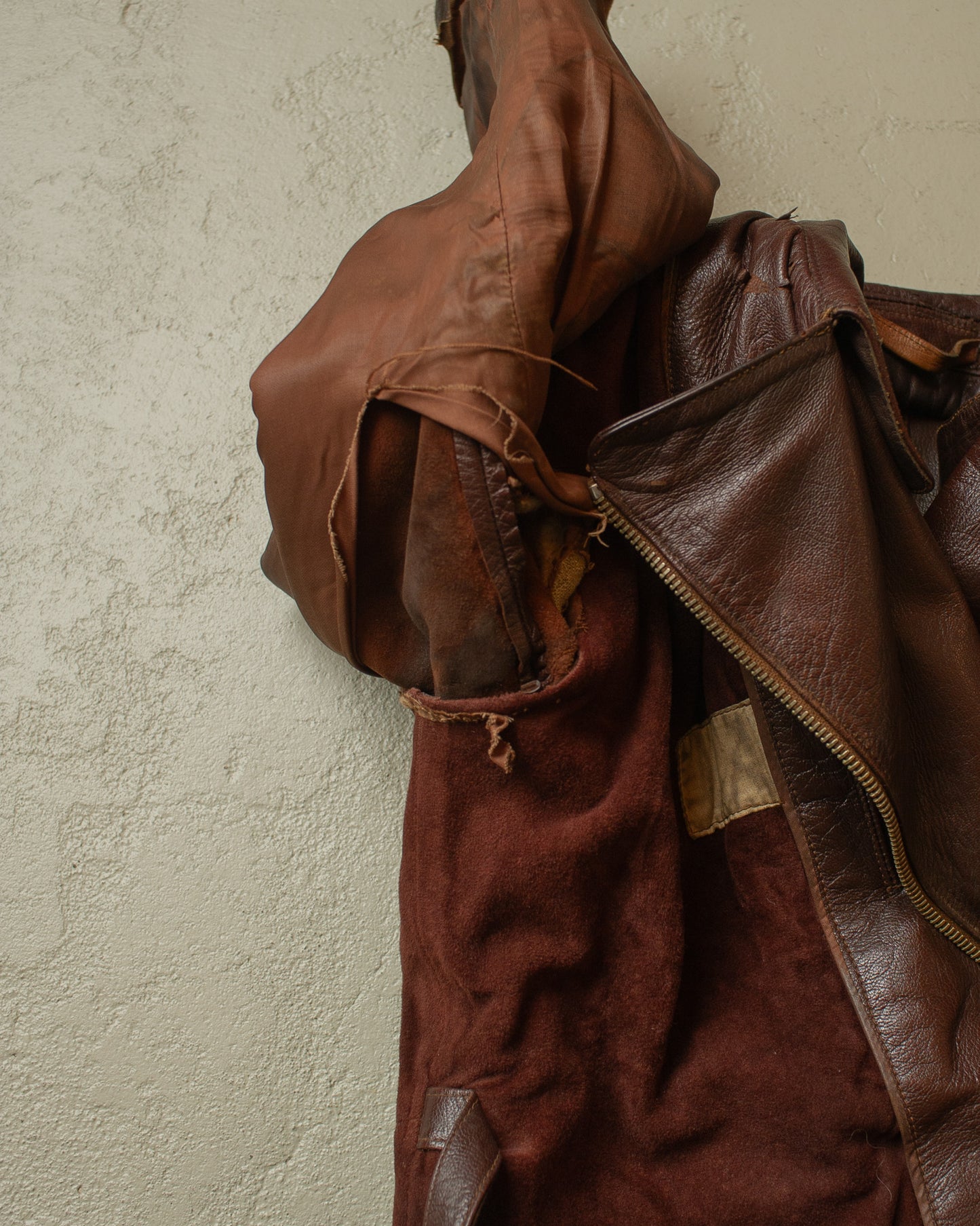 1950s German Leather Biker Jacket brown - S/M