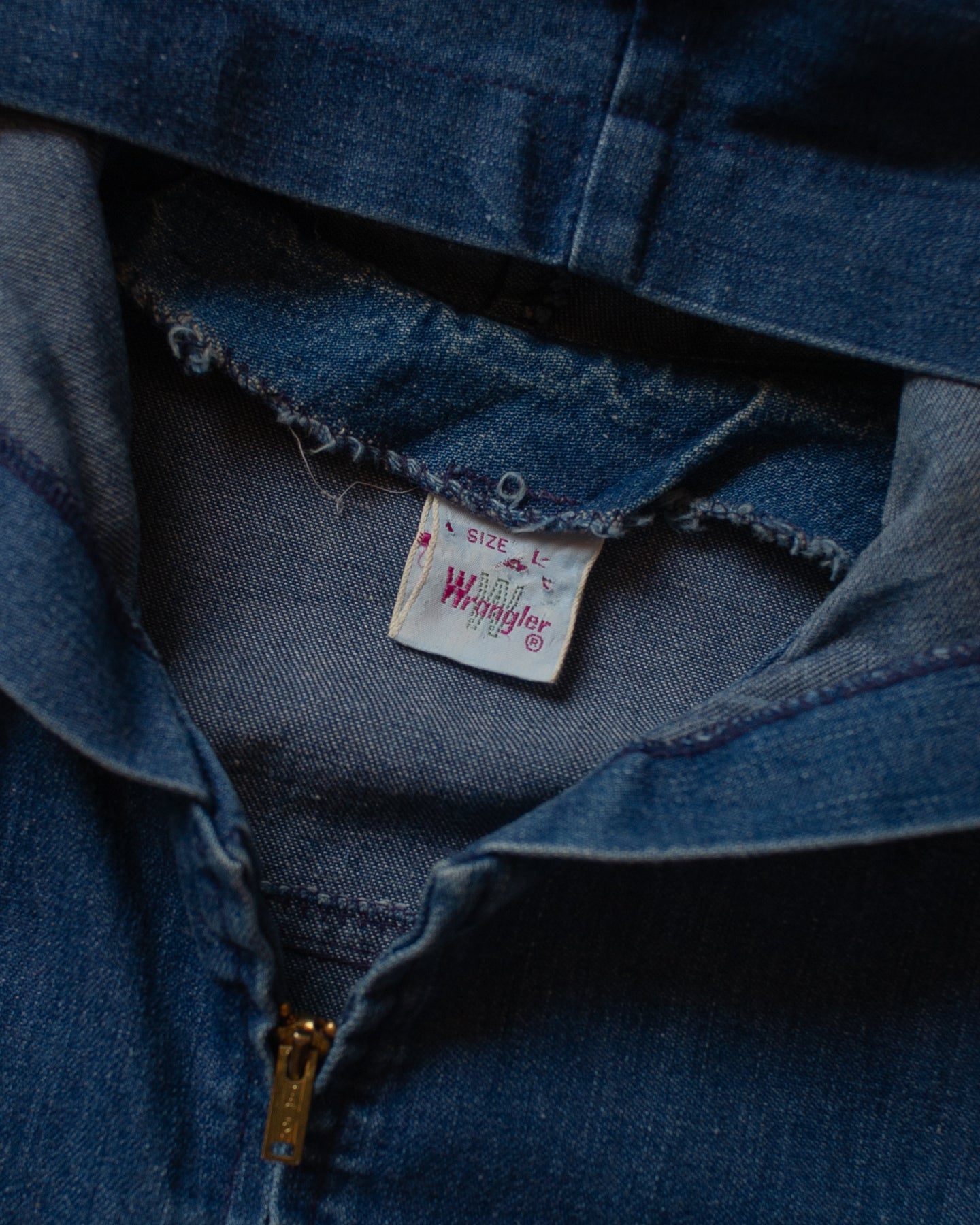 1970s Womens Wrangler Denim Hoodie blue - M